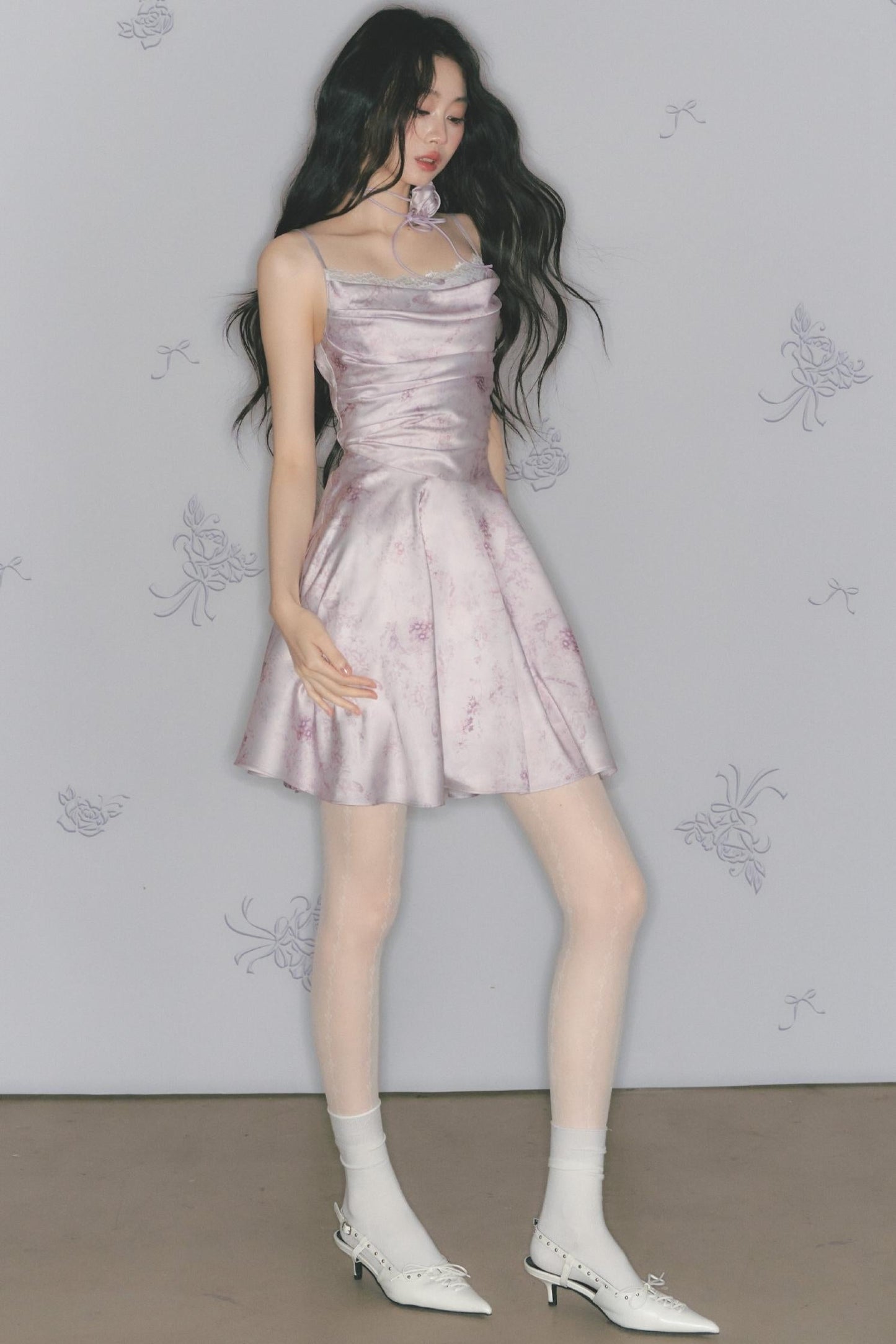 Elegant Purple Pleated Dress