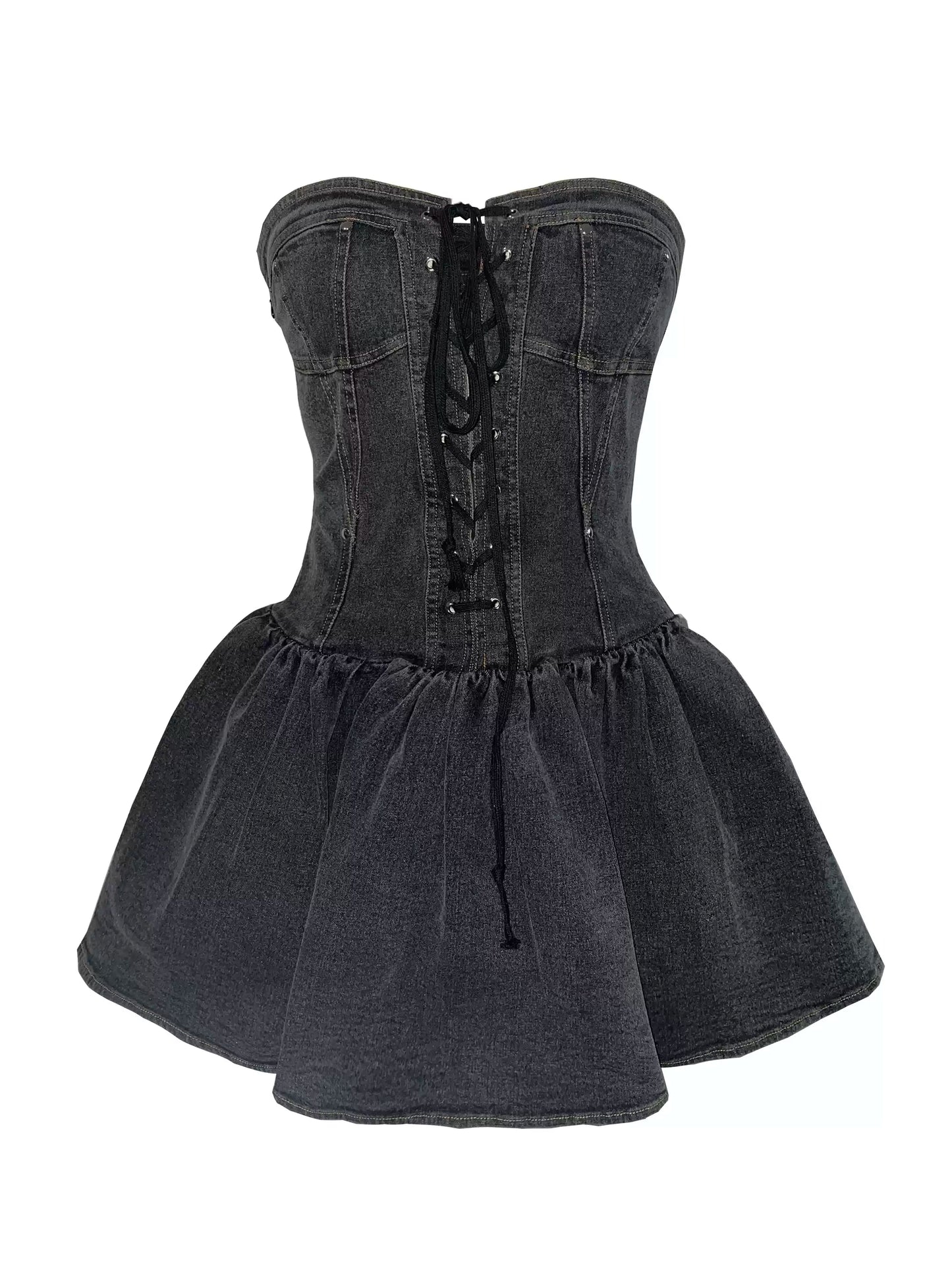 Retro Denim Bustier Dress