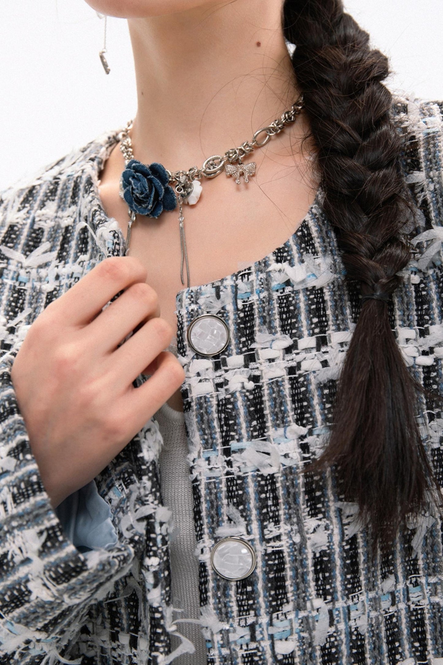 COTRE2025 Frühsommer Dunkle Nacht Rhôna maßgeschneiderte Tweed-Woll-Jacke mit dezentem Duft