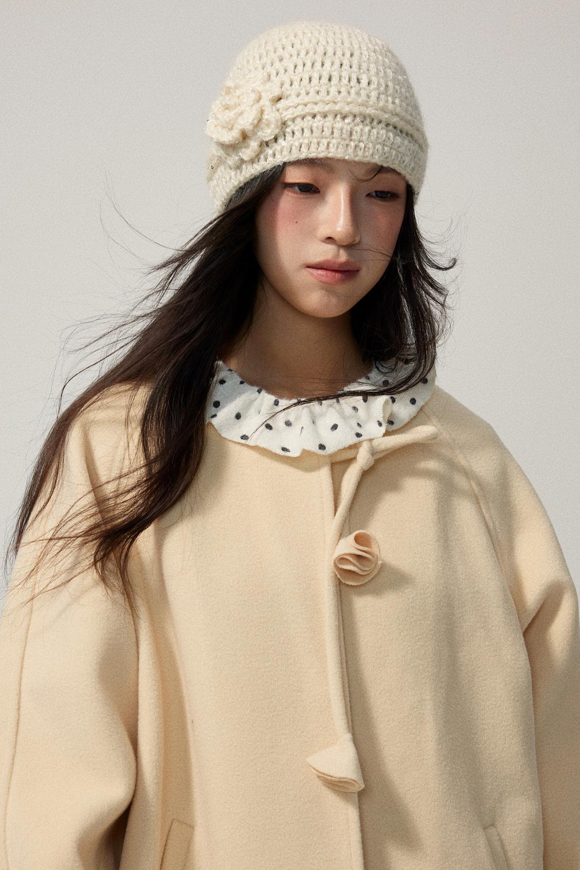 Pale Yellow Collarless Wool Coat