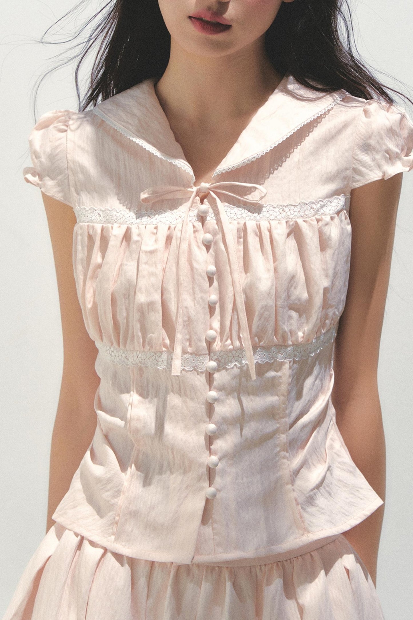 Pink Navy Top Skirt Set-Up