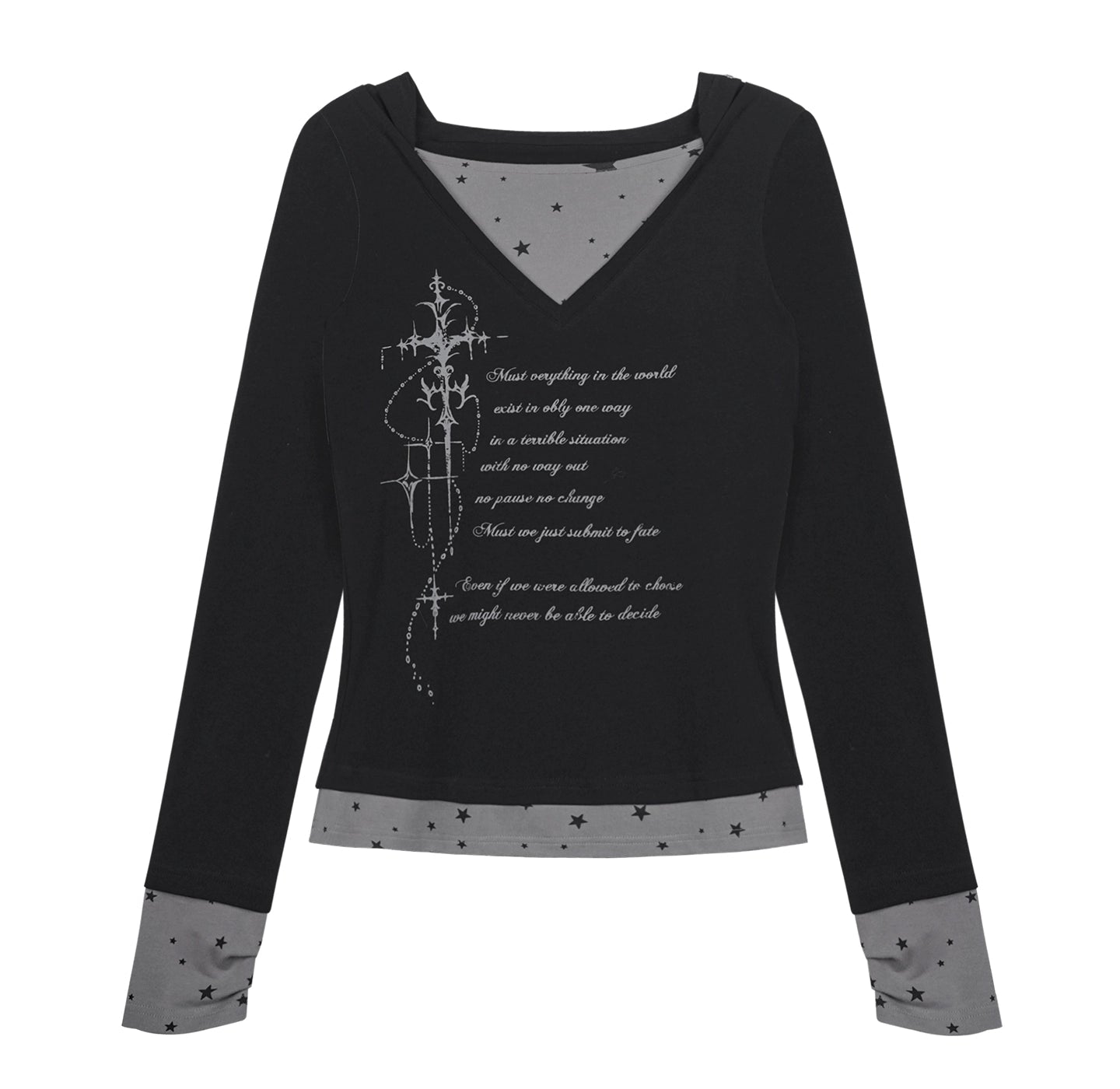 Gothic Hooded Black T-Shirt