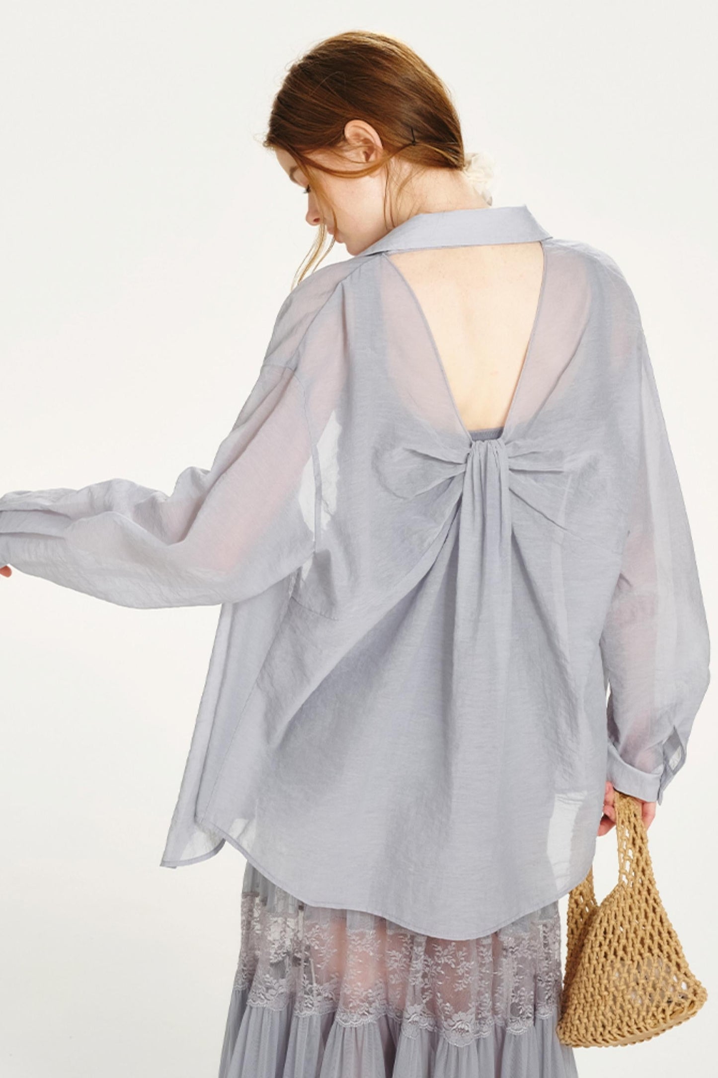 Sheer Romantic Backless Dress Set-Up