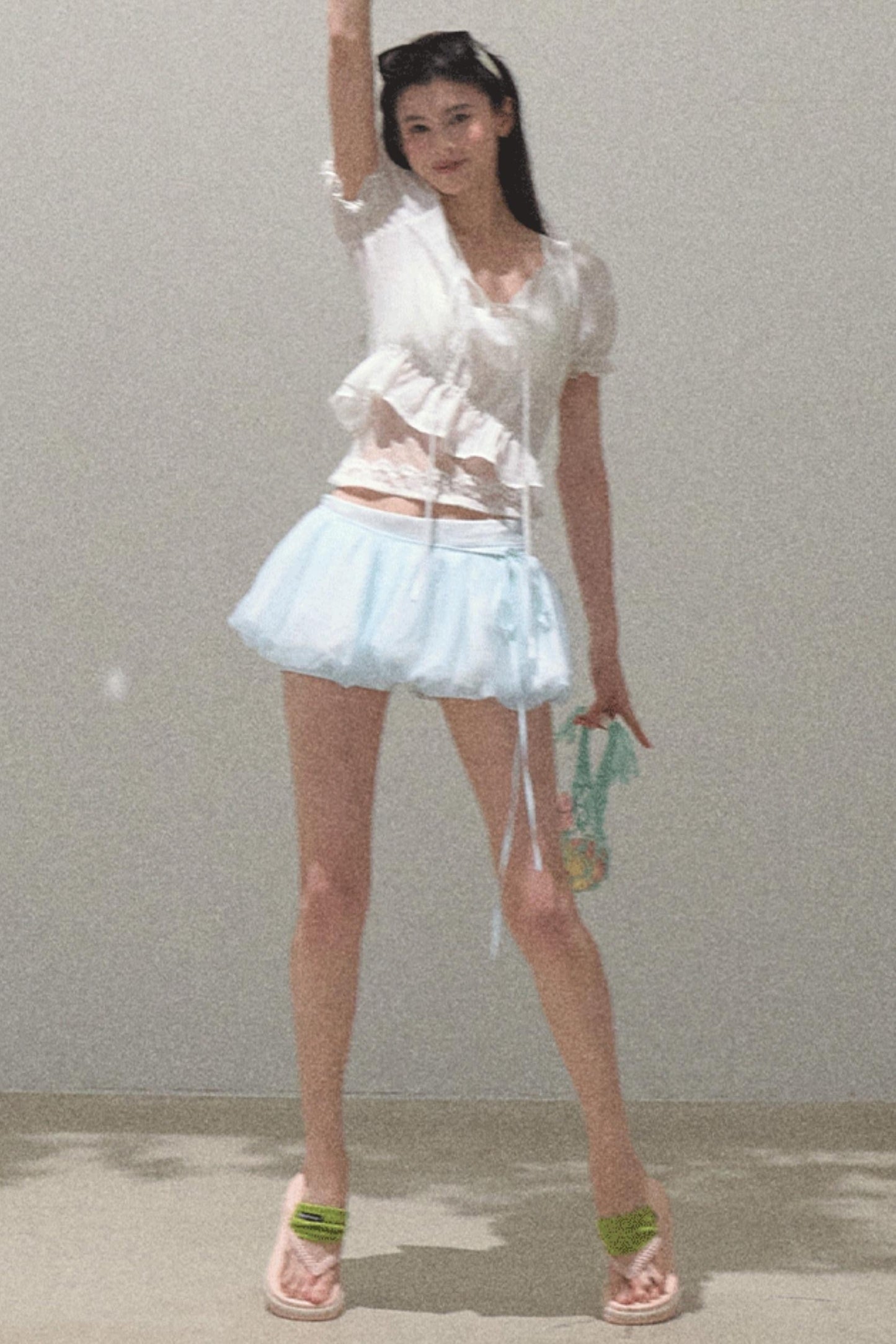 Bubble Sleeve Smock Shirt