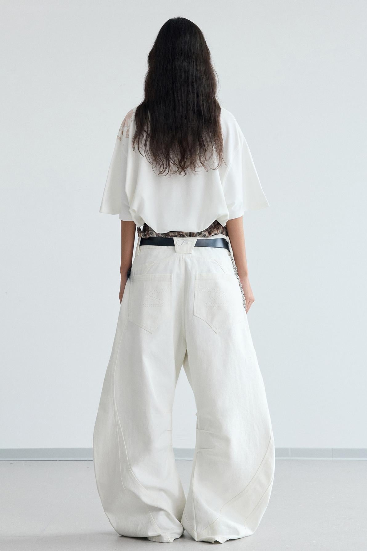 Deconstructed Wide-Leg Pants