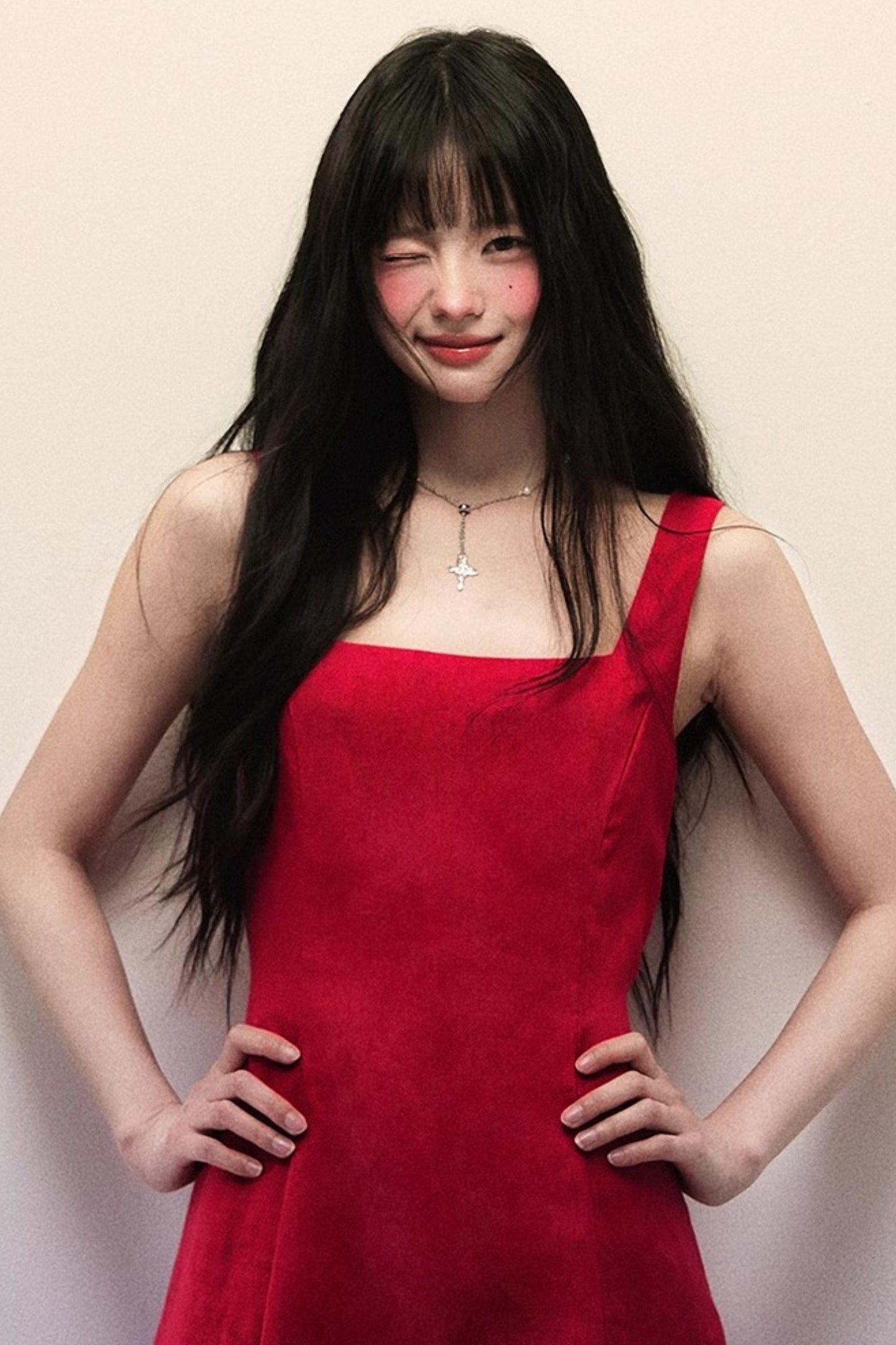 Square Neck A-Line Cotton-Linen Dress