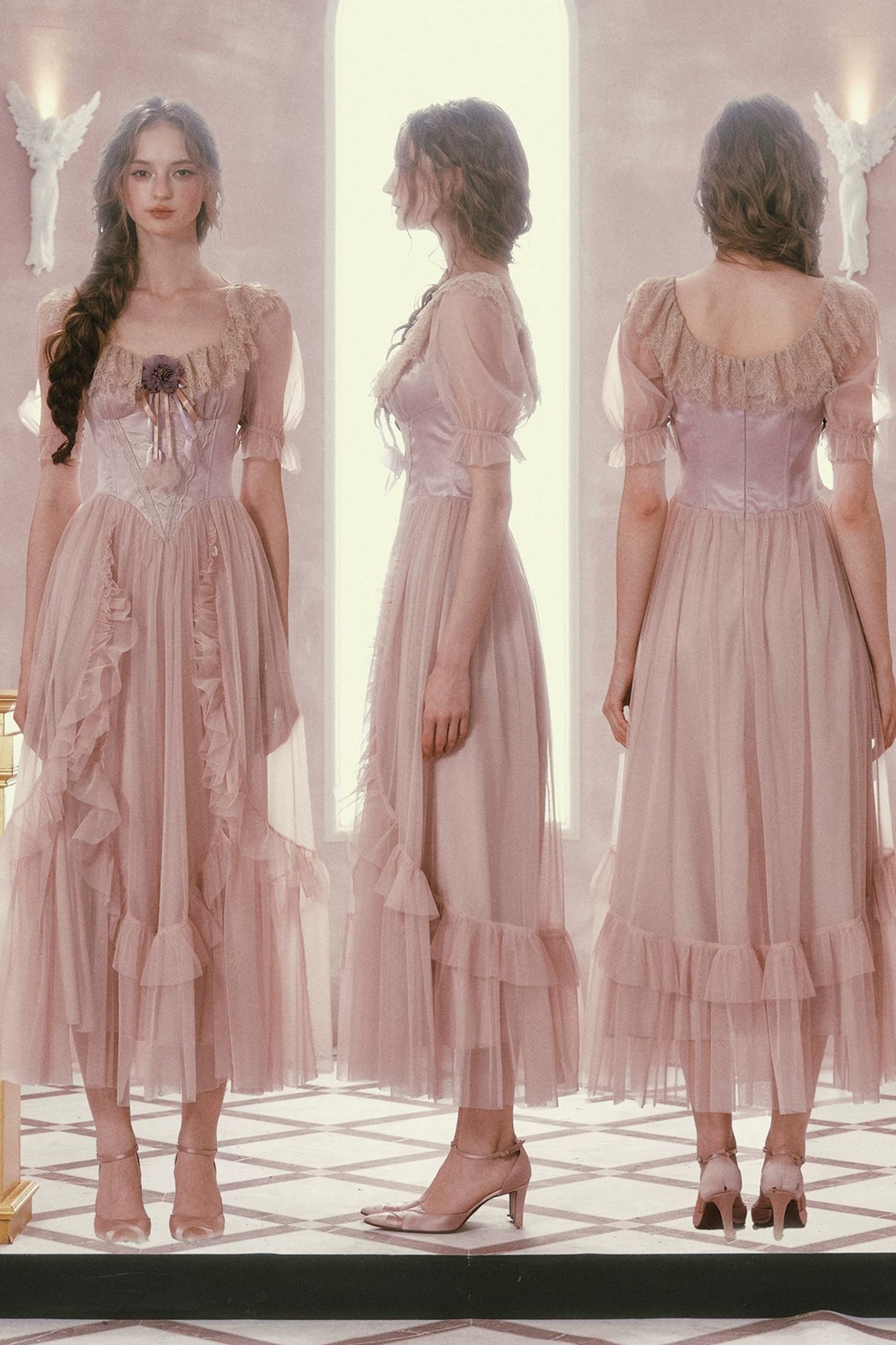 Purple Victorian Corset Mesh Dress