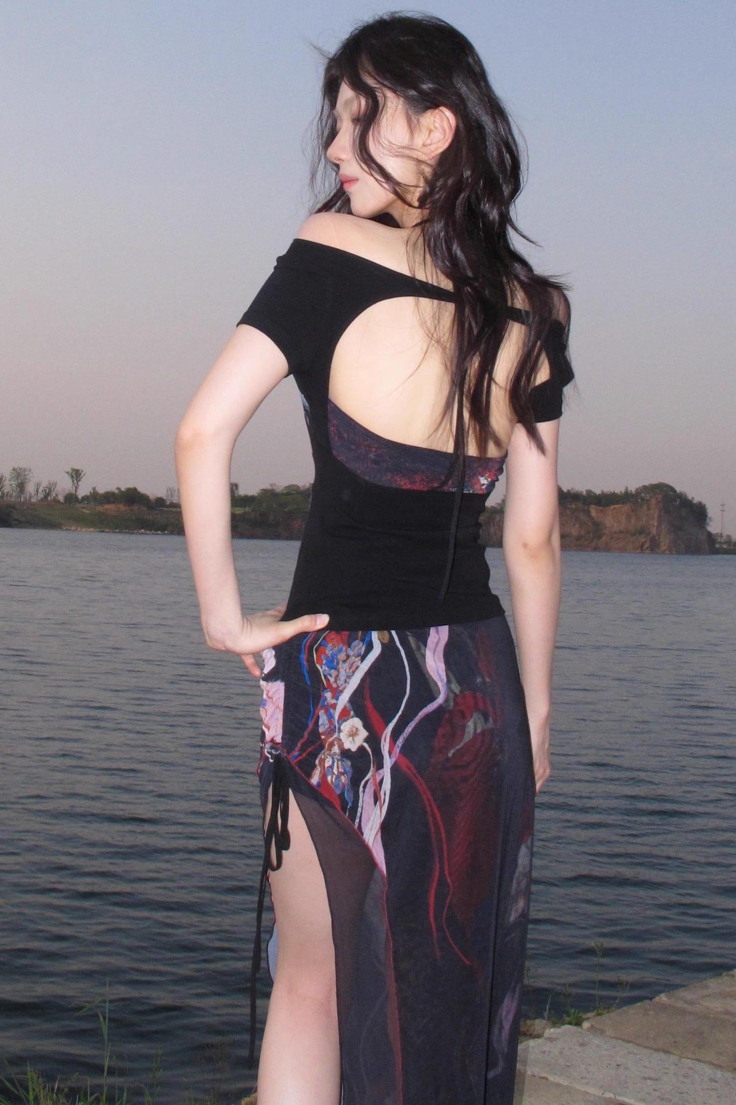 Asymmetric Mesh Sheath Dress