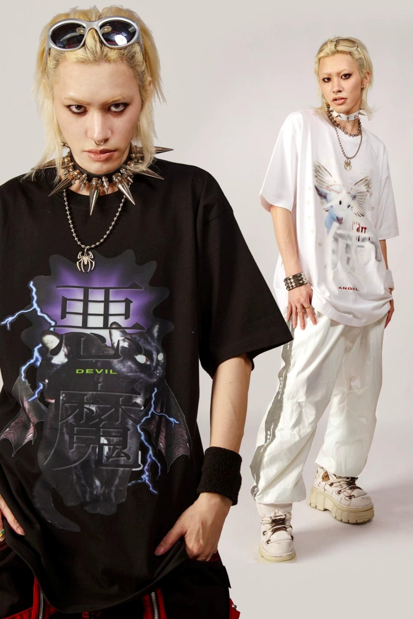 White Angel Print Cotton T-Shirt