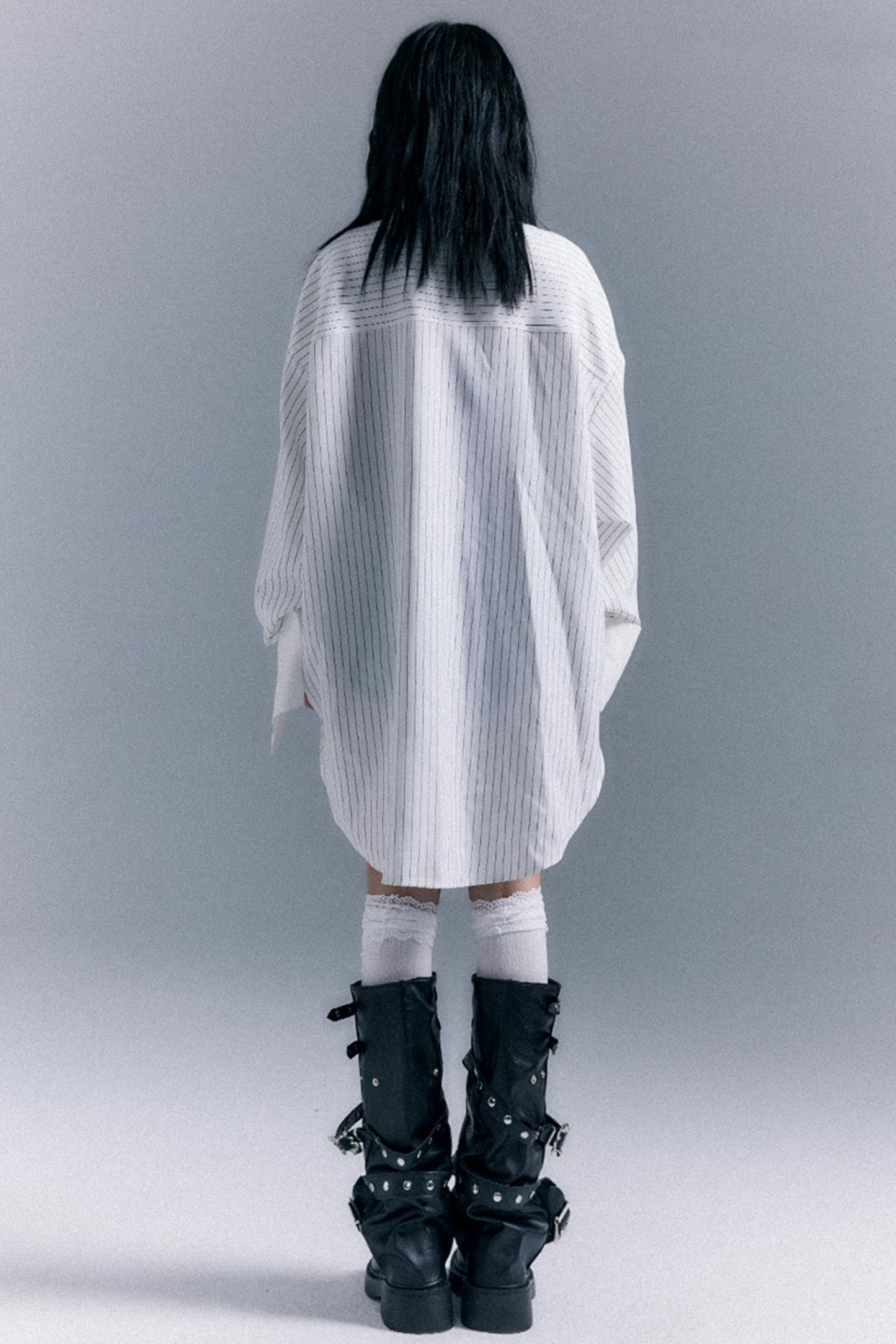 Graffiti Print Striped Long-Sleeved Shirt