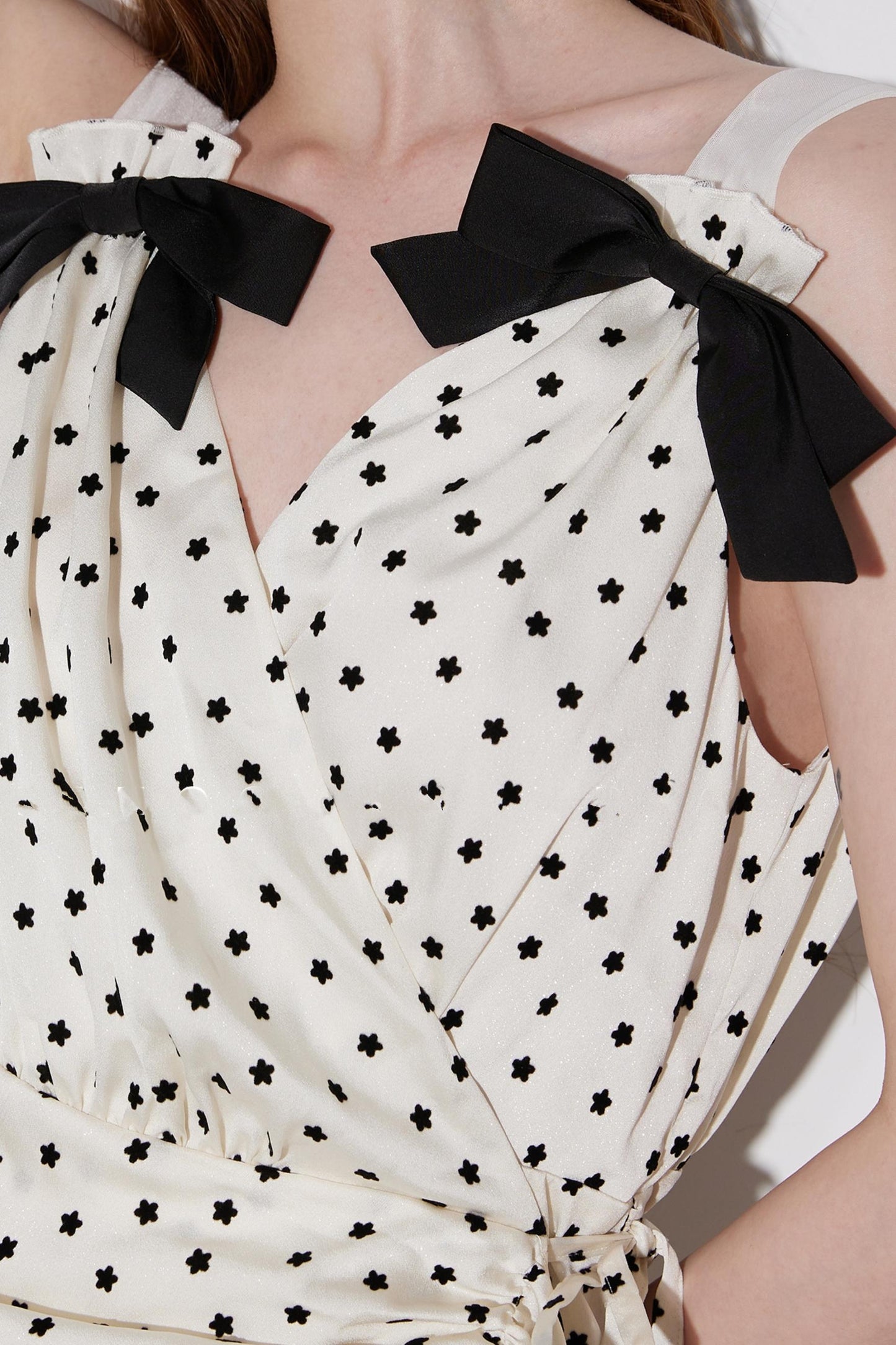 Floral V-Neck Polka Dot Dress