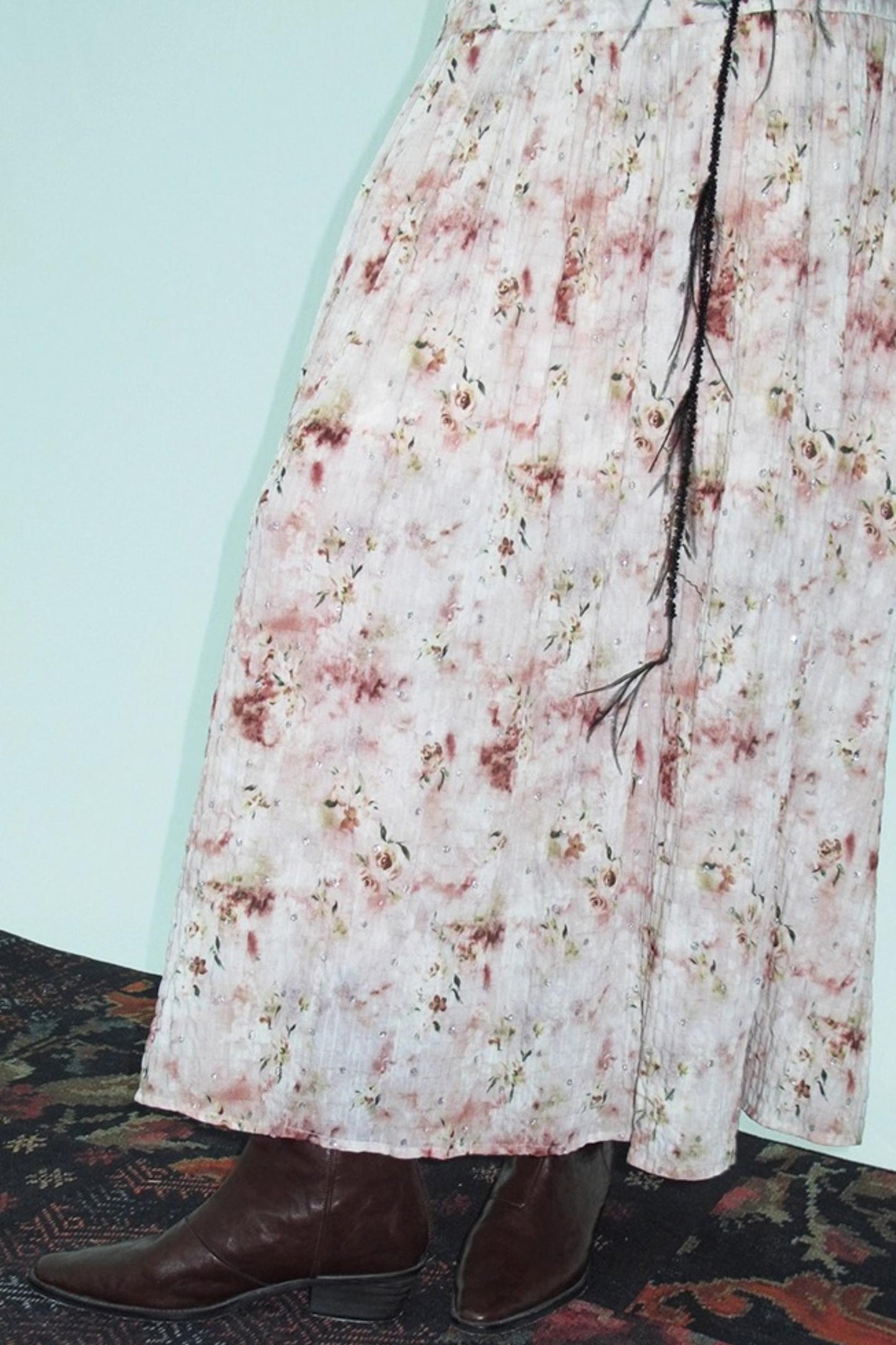 Shrink Silver Print Floral Skirt