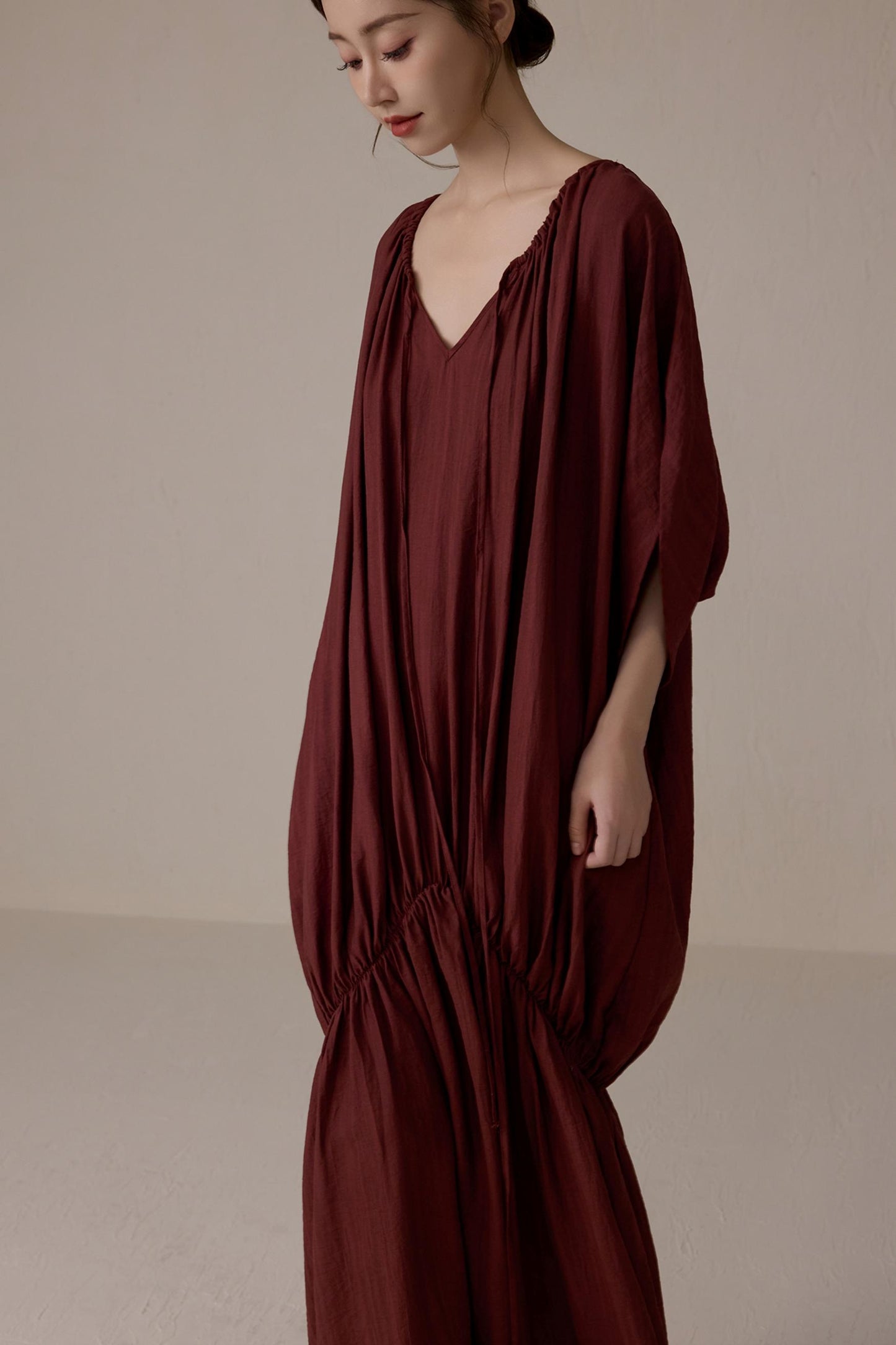 Pink V-Neck Cocoon Dress