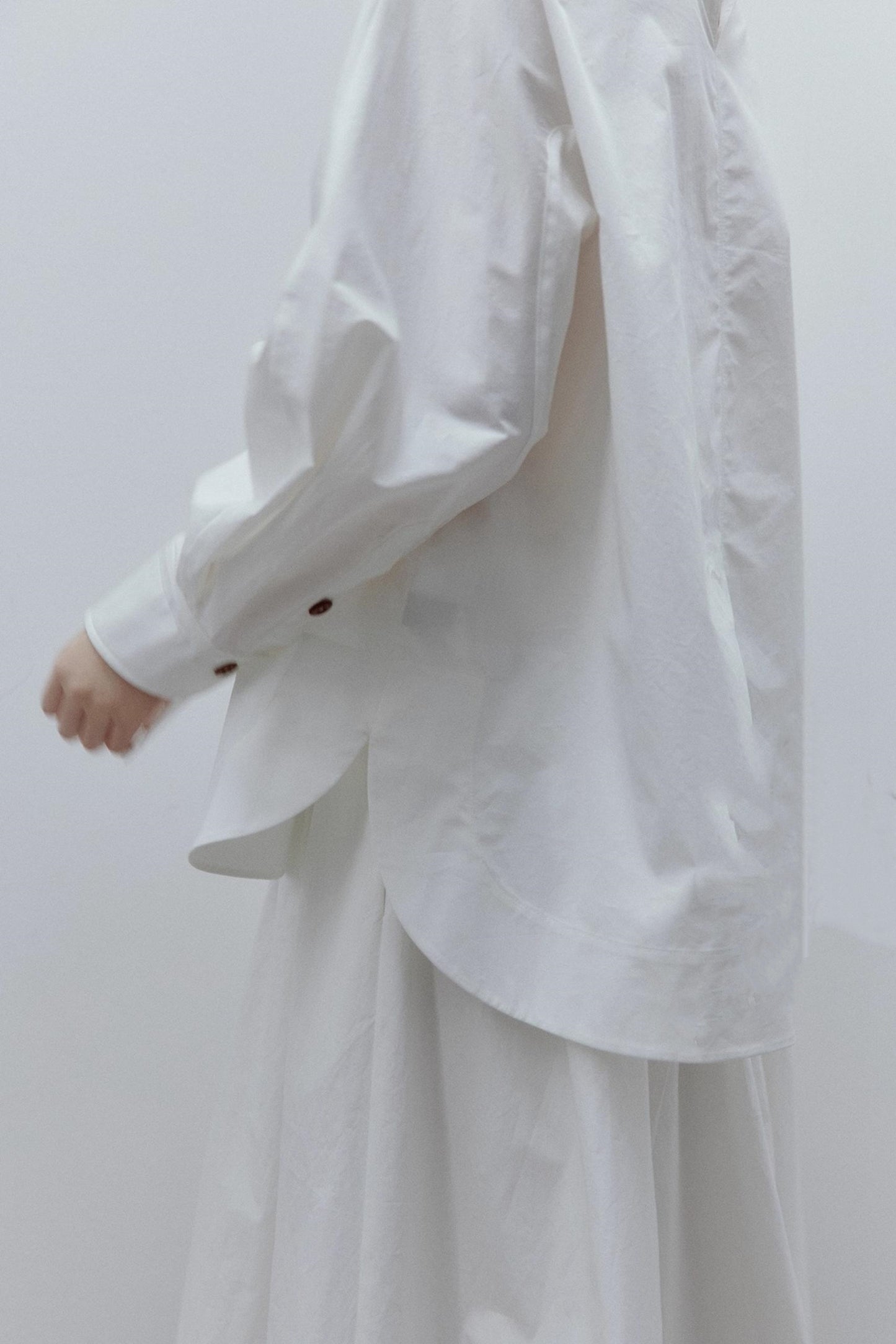 Silhouette Sleeves Cotton Shirt