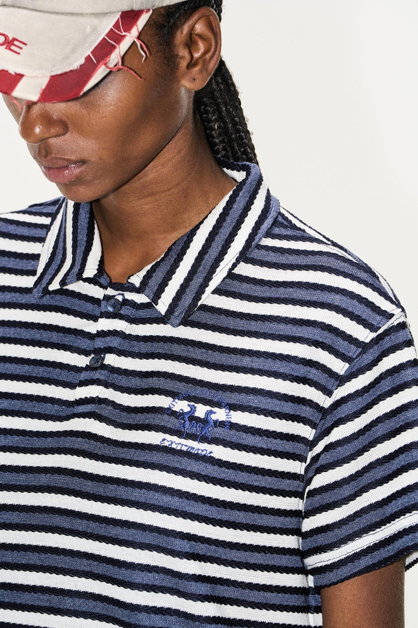 Striped Embroidered Polo Tee