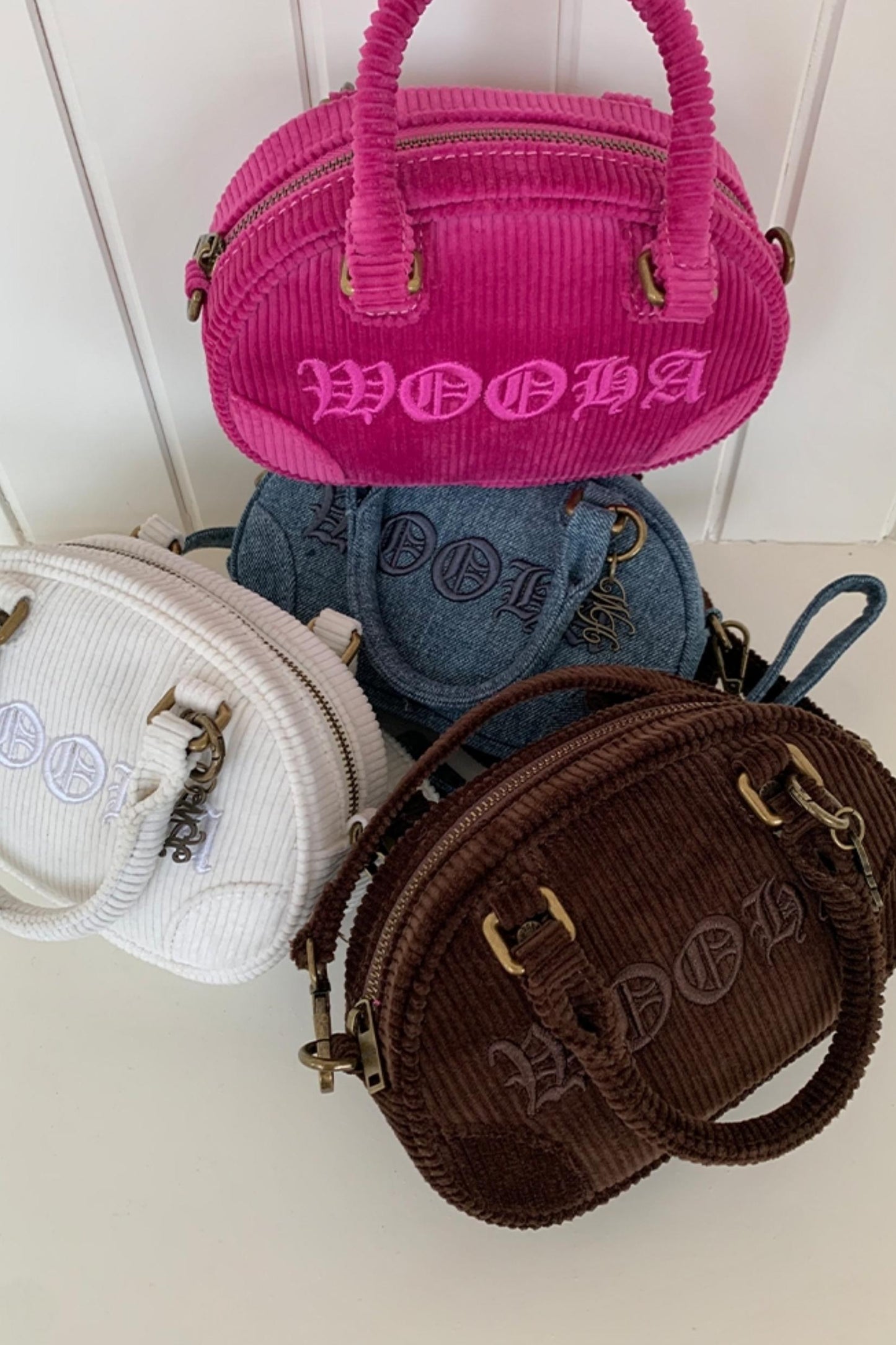 Classic Embroidery Mini Bowling Bag