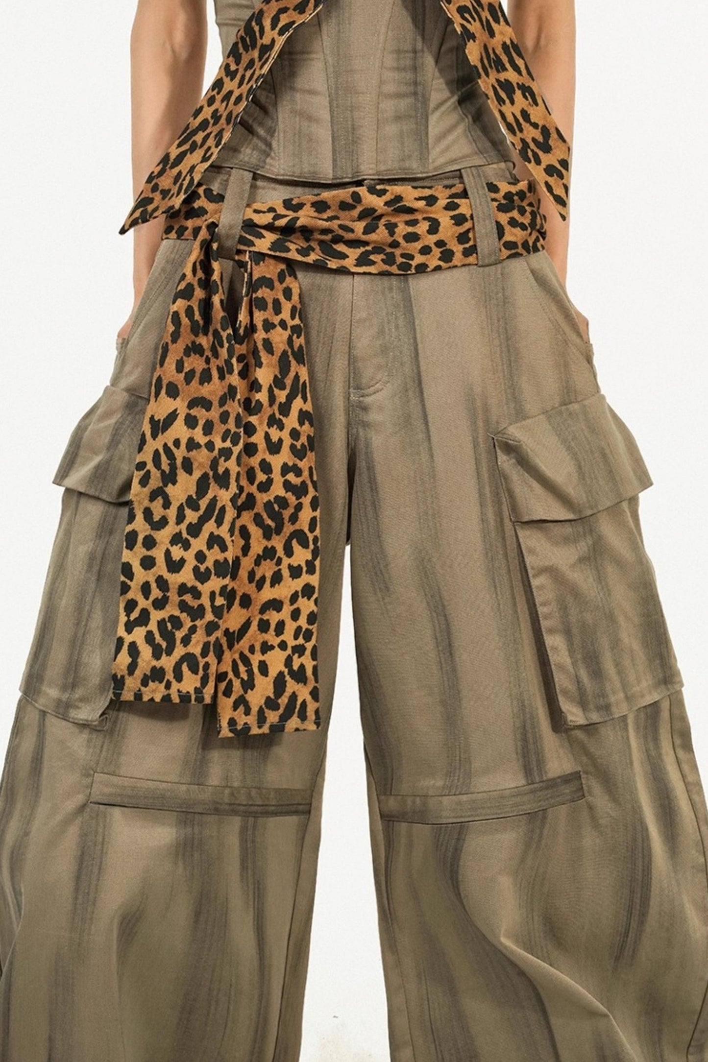 Retro Cargo Style Wide-leg Pants