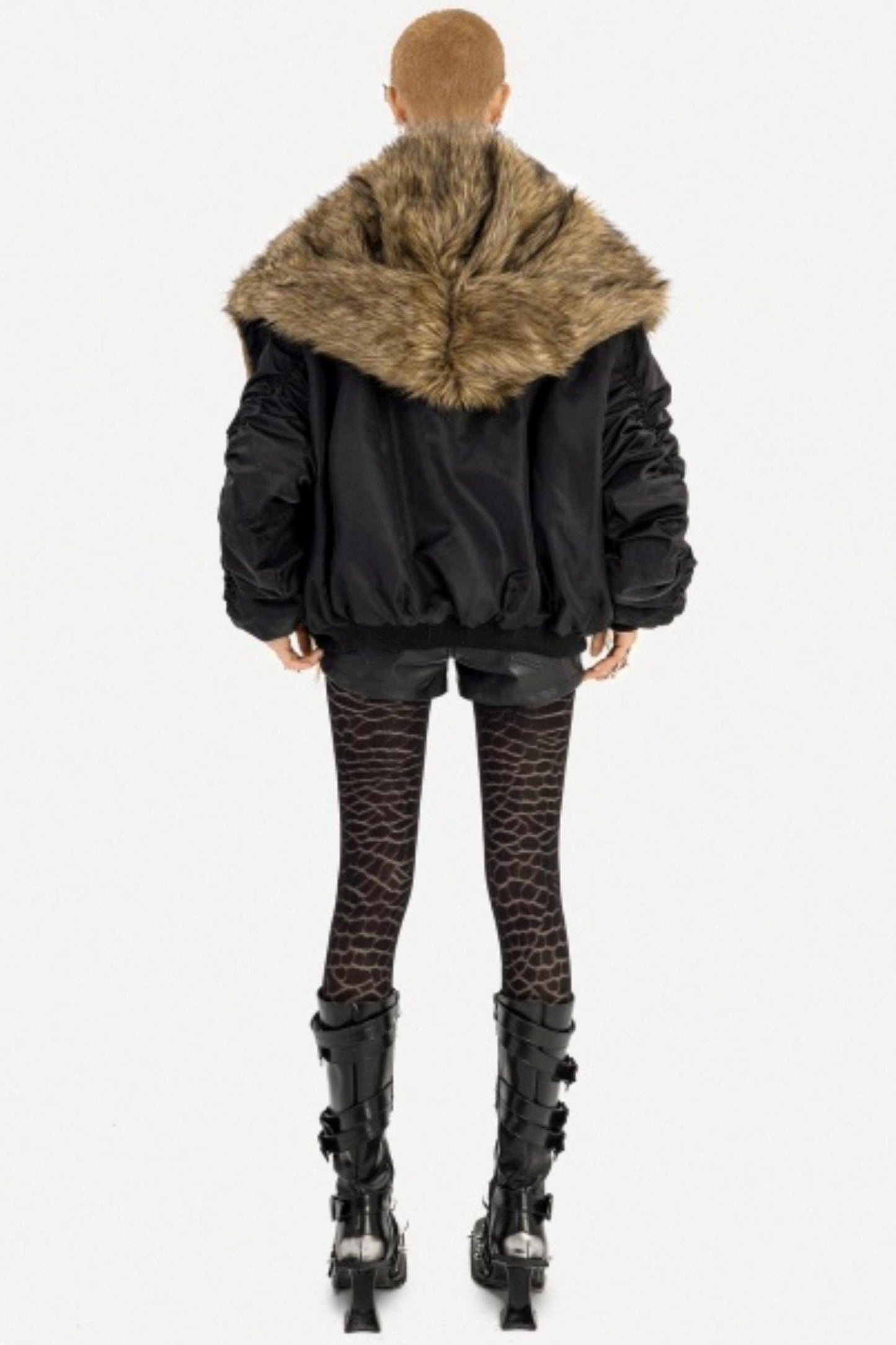Gothic Fur Collar Cotton Parka Coat