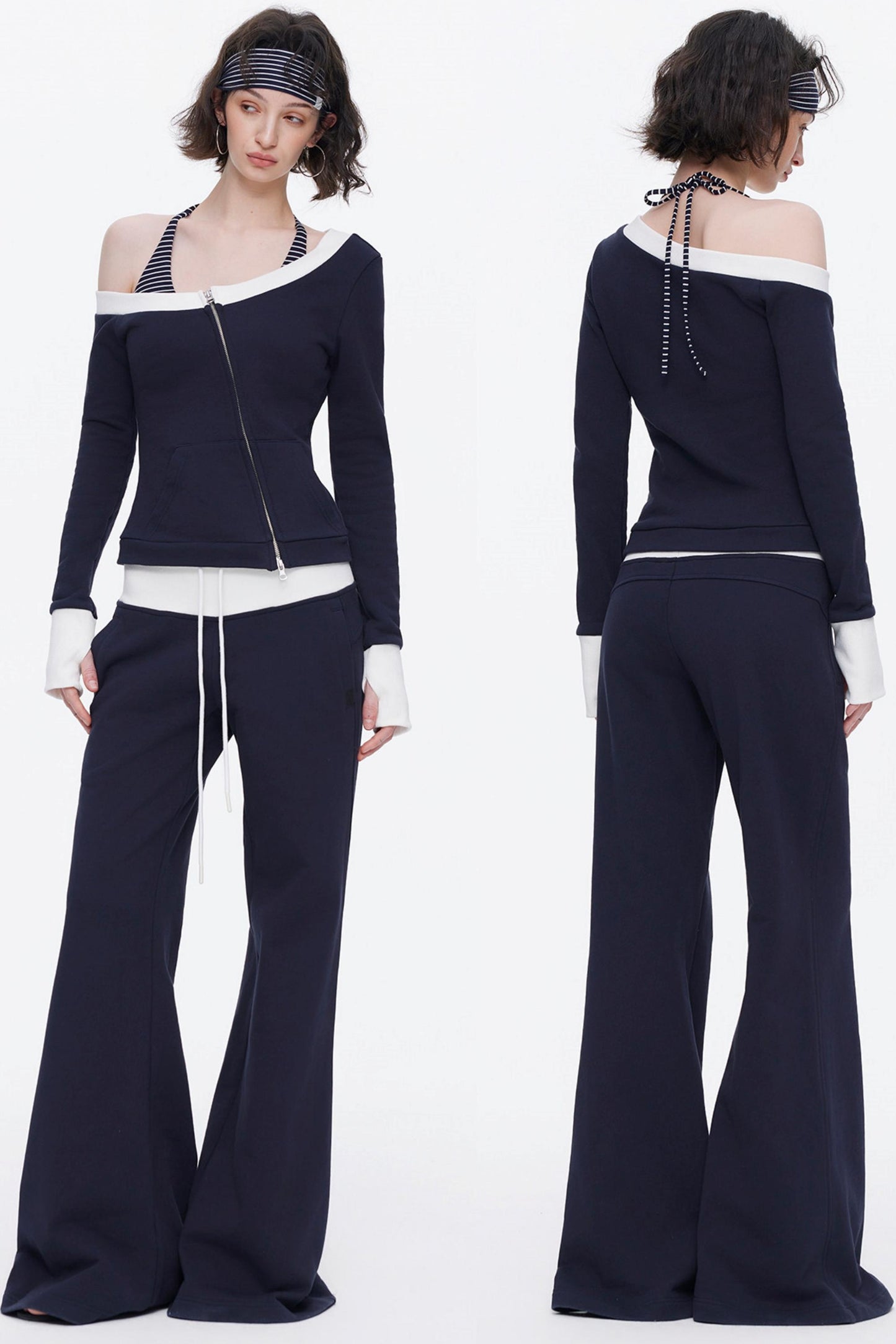 Color-Blocked Flared Sweatpants