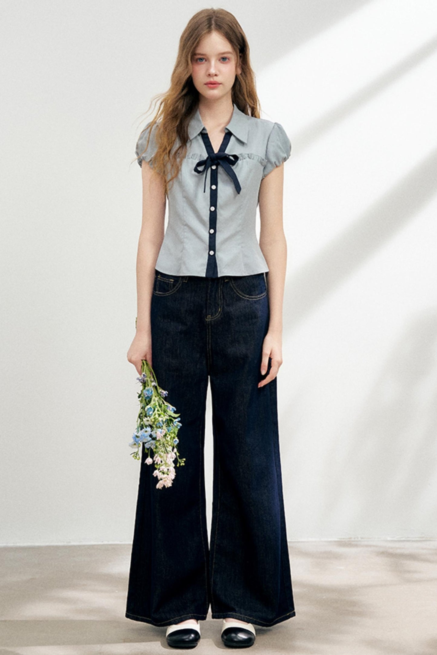 Blue Gray Polo Blouse