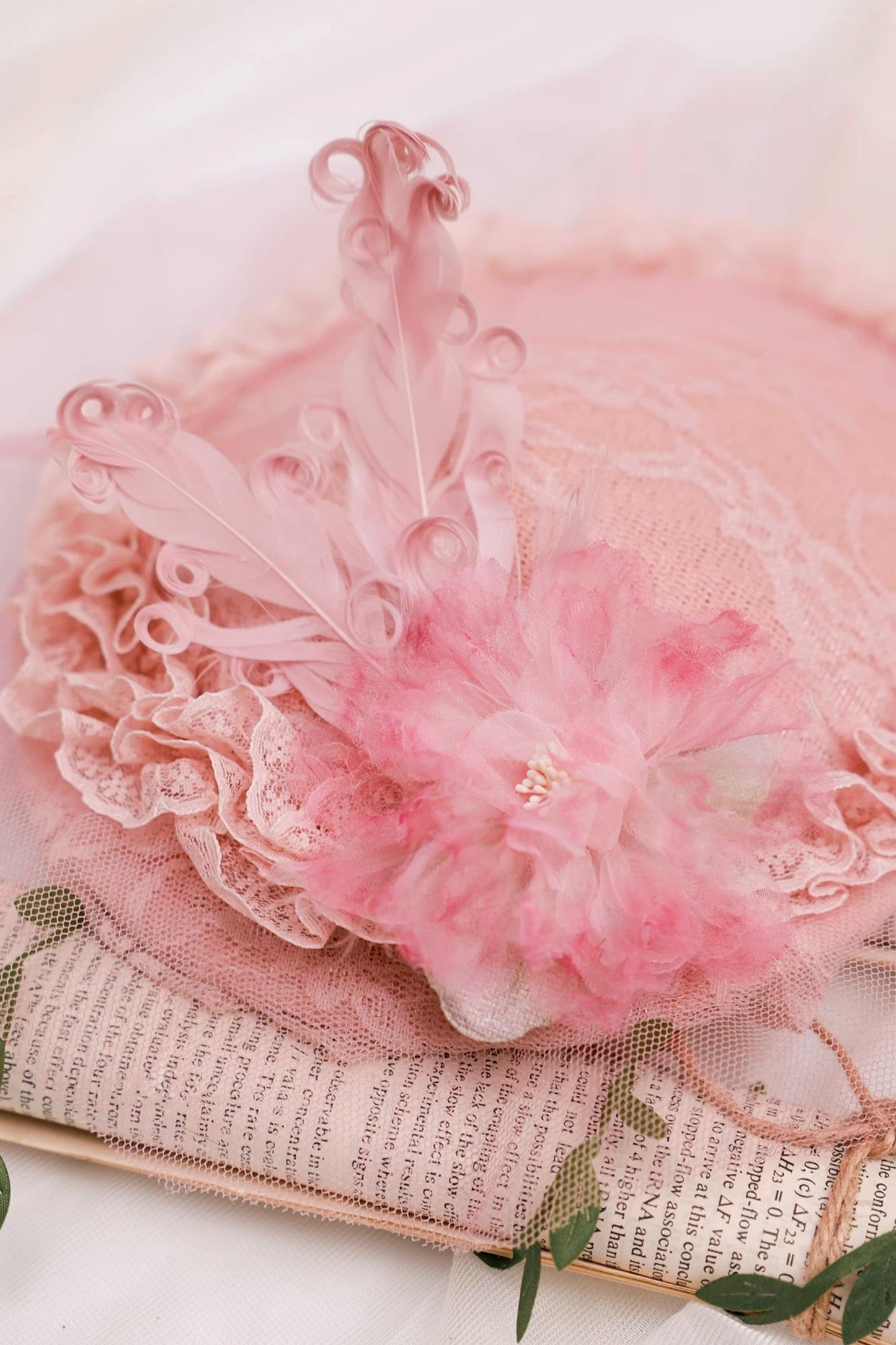 Pink Feather Lace Hair Accessory