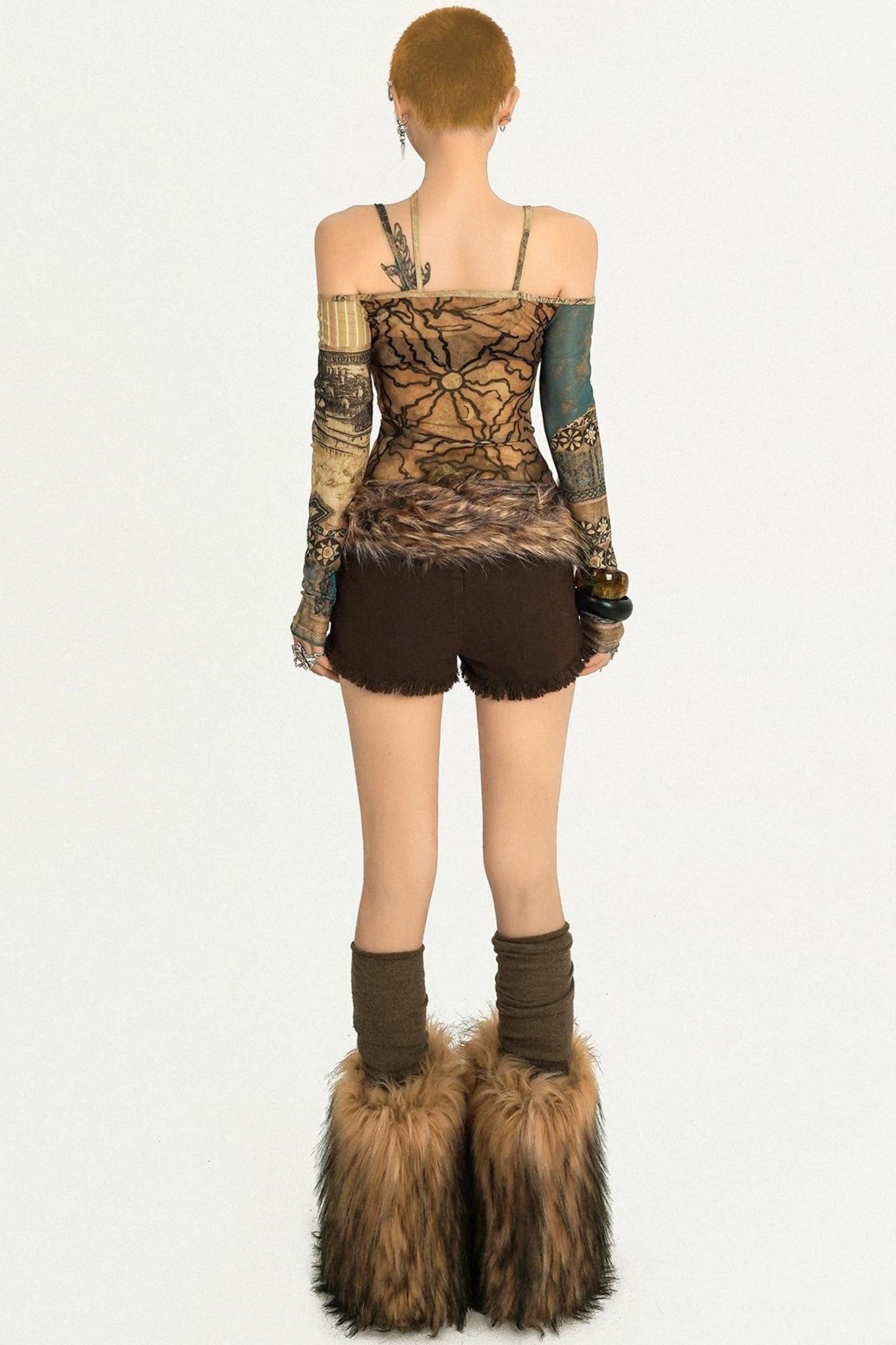 Dune Exotic Print Sheer Mesh Top