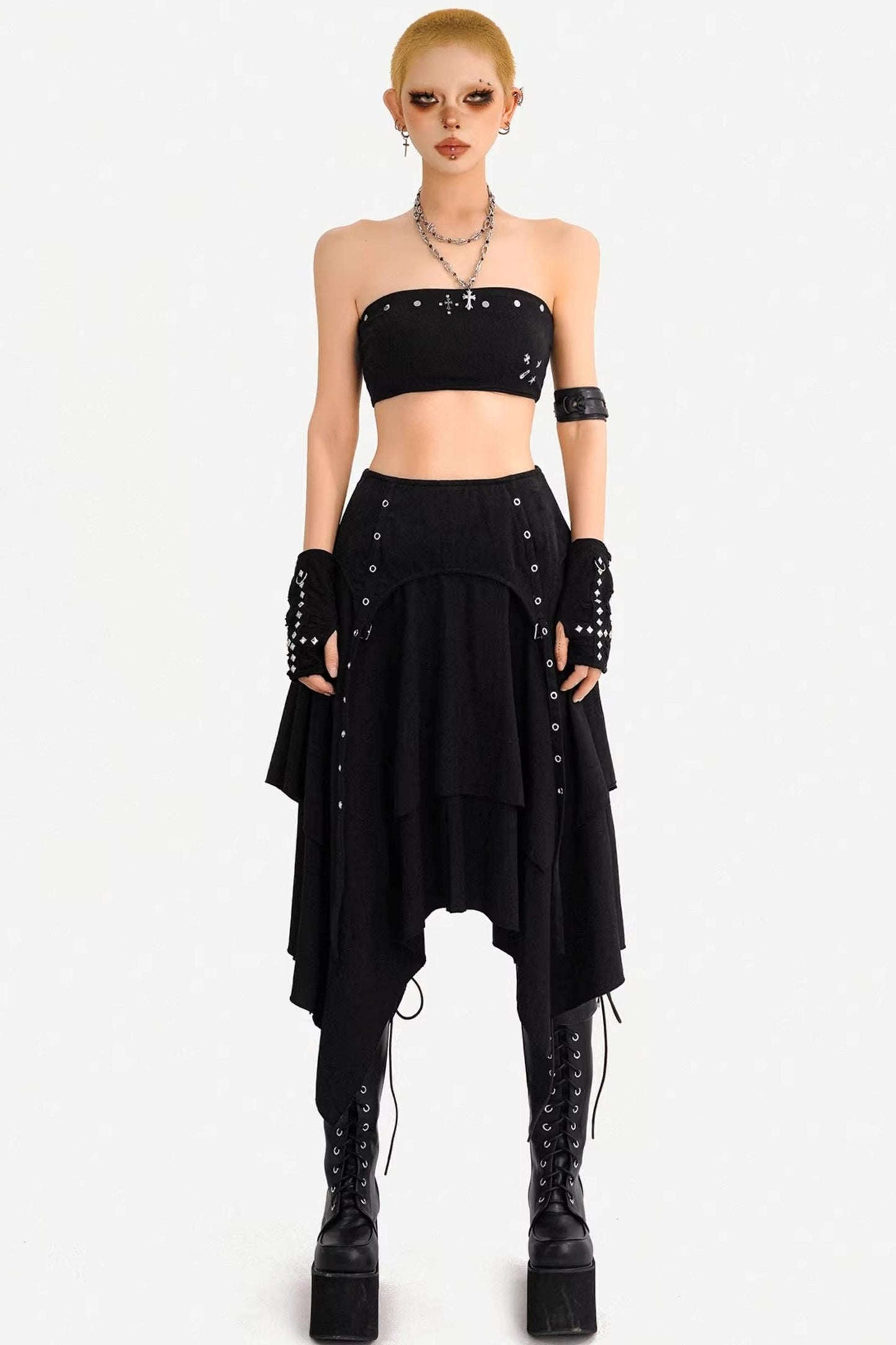 Patchwork Irregular A-Line Skirt