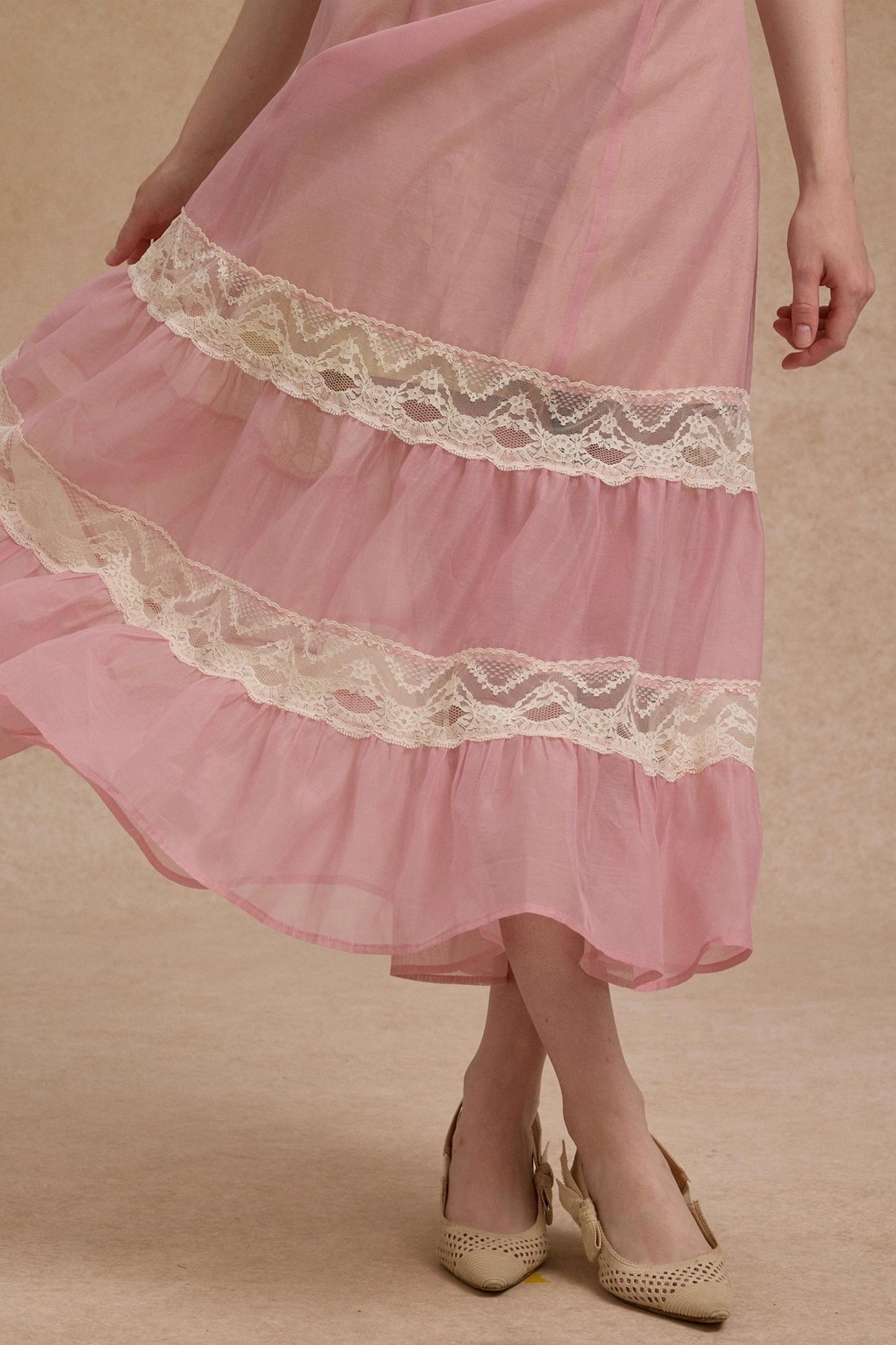 Tulip Satin Ribbon Pink Dress