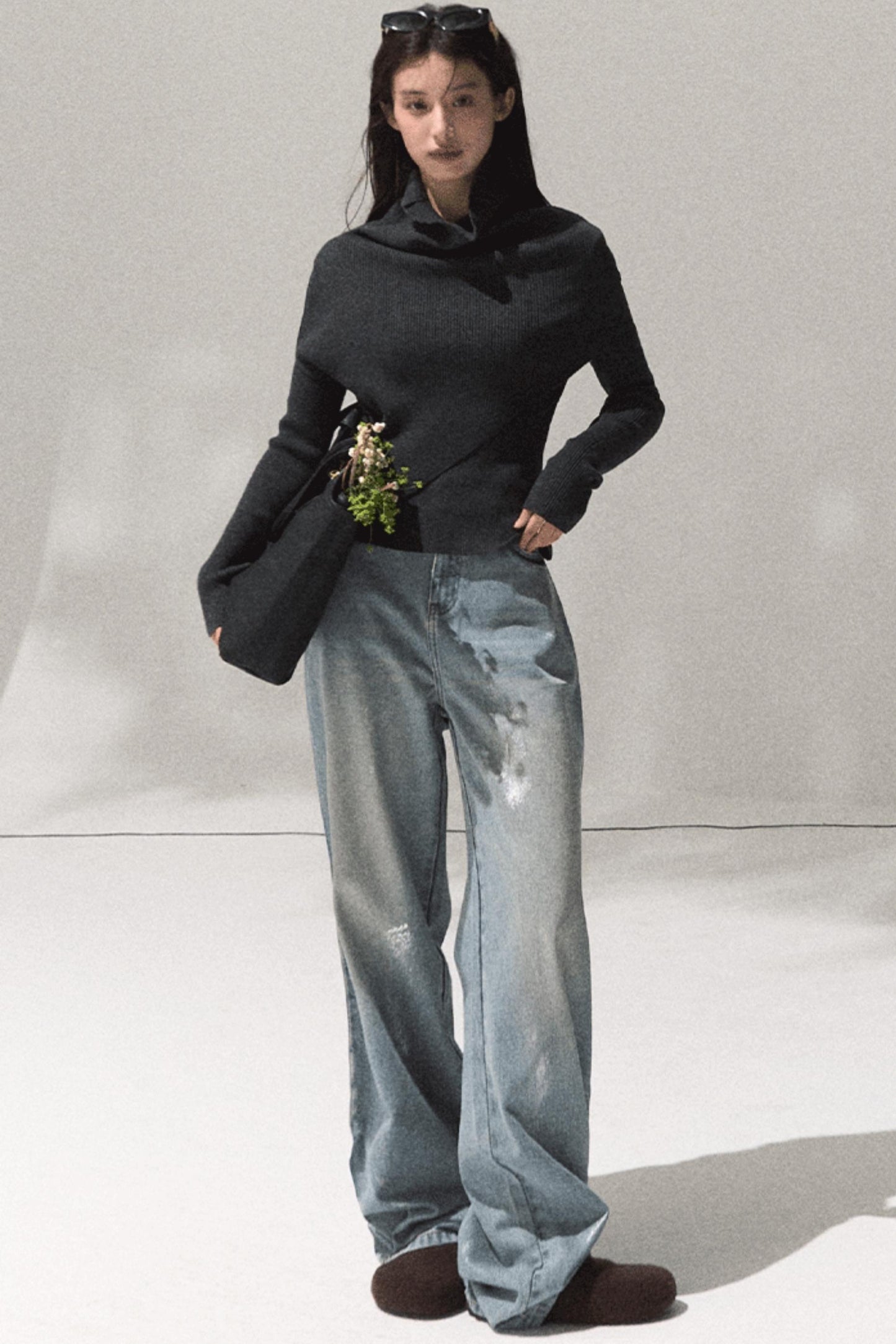 Moonlit Pit Strip Wool Knit Sweater