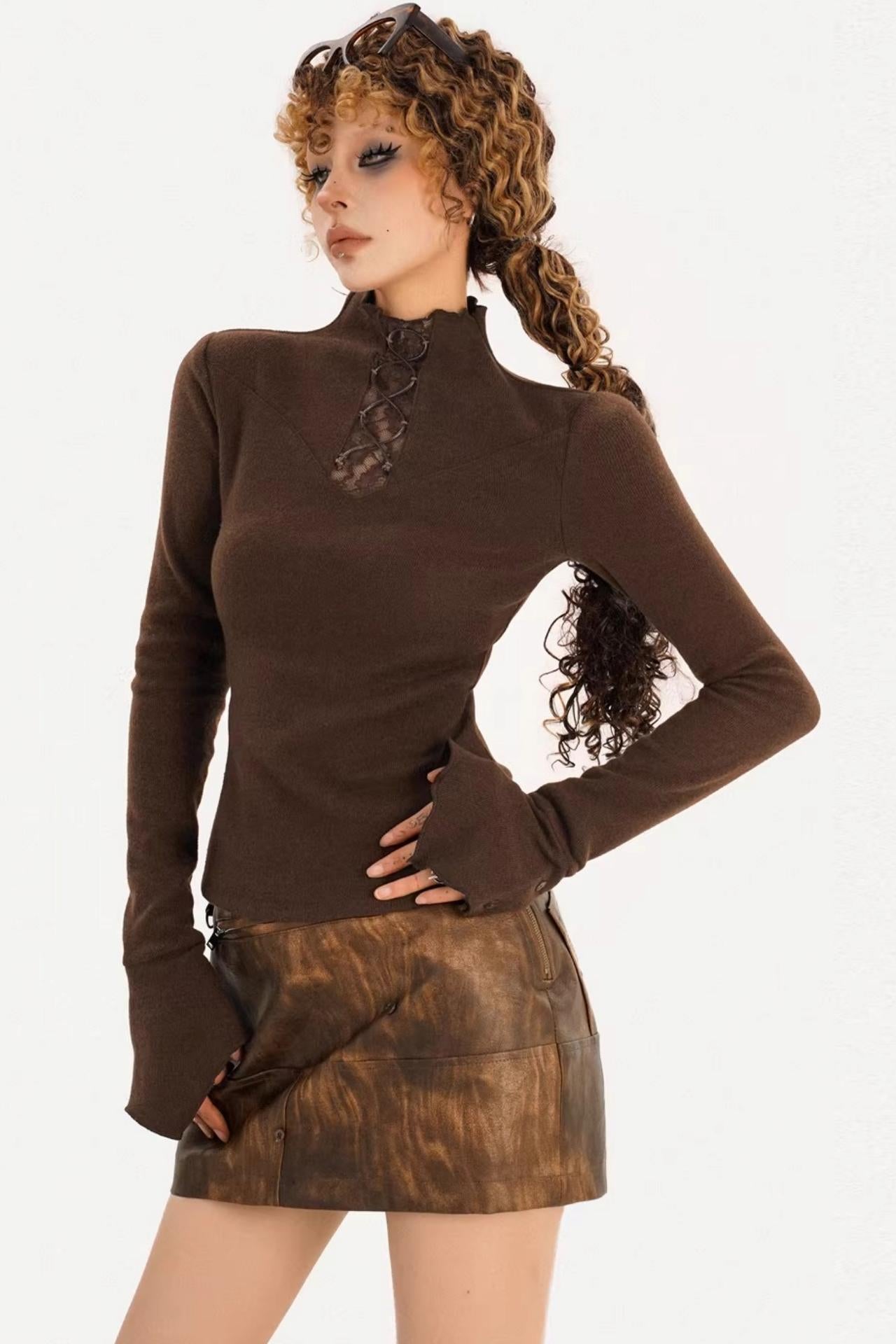 Distressed Vintage Leather Skirt