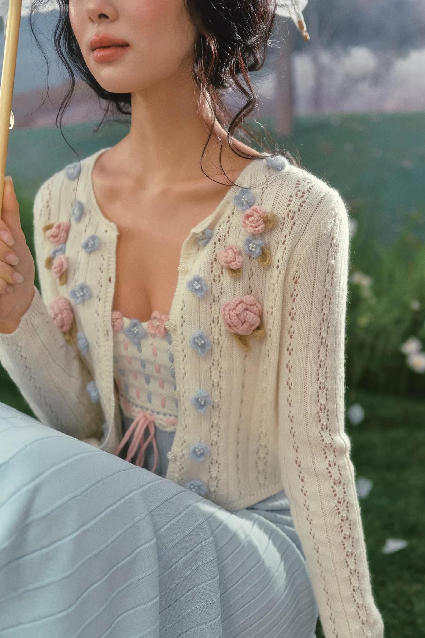 French Country Rose Knit Dress Set-Up