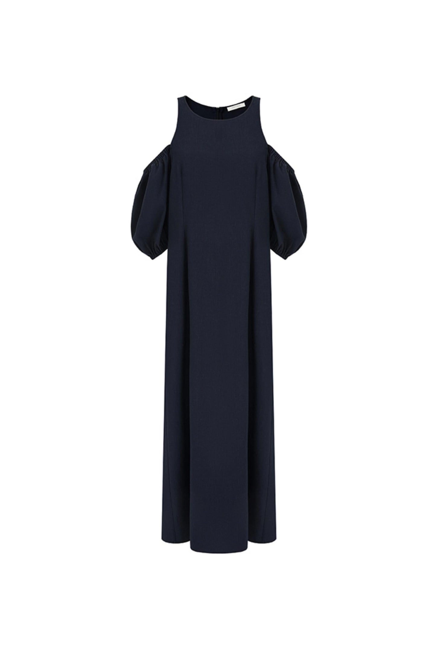Navy Slim Bubble Sleeve Maxi Dress
