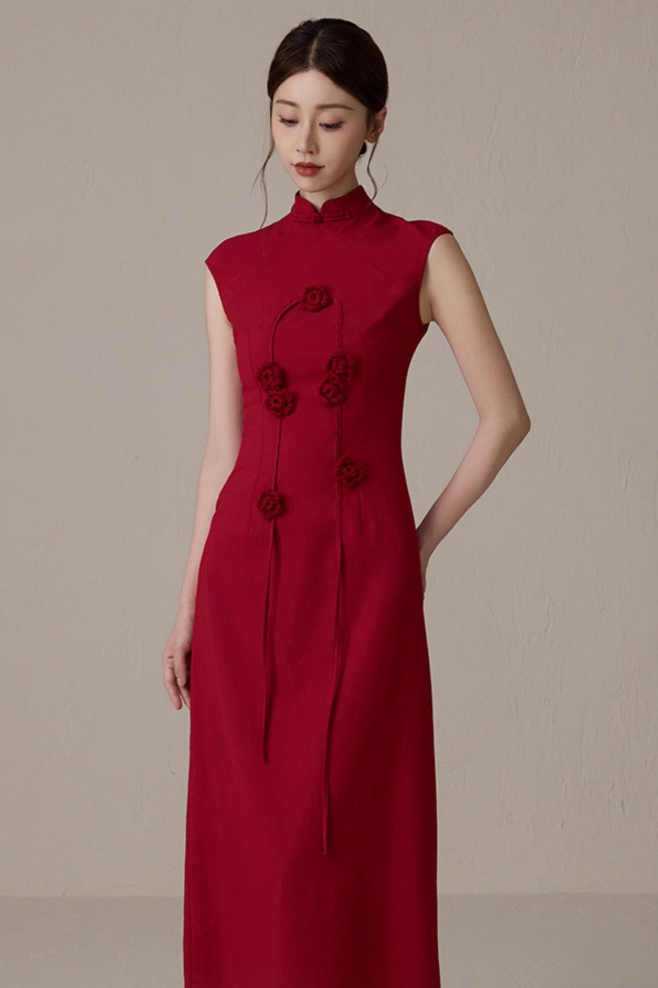 Pink Floral Cheongsam Dress