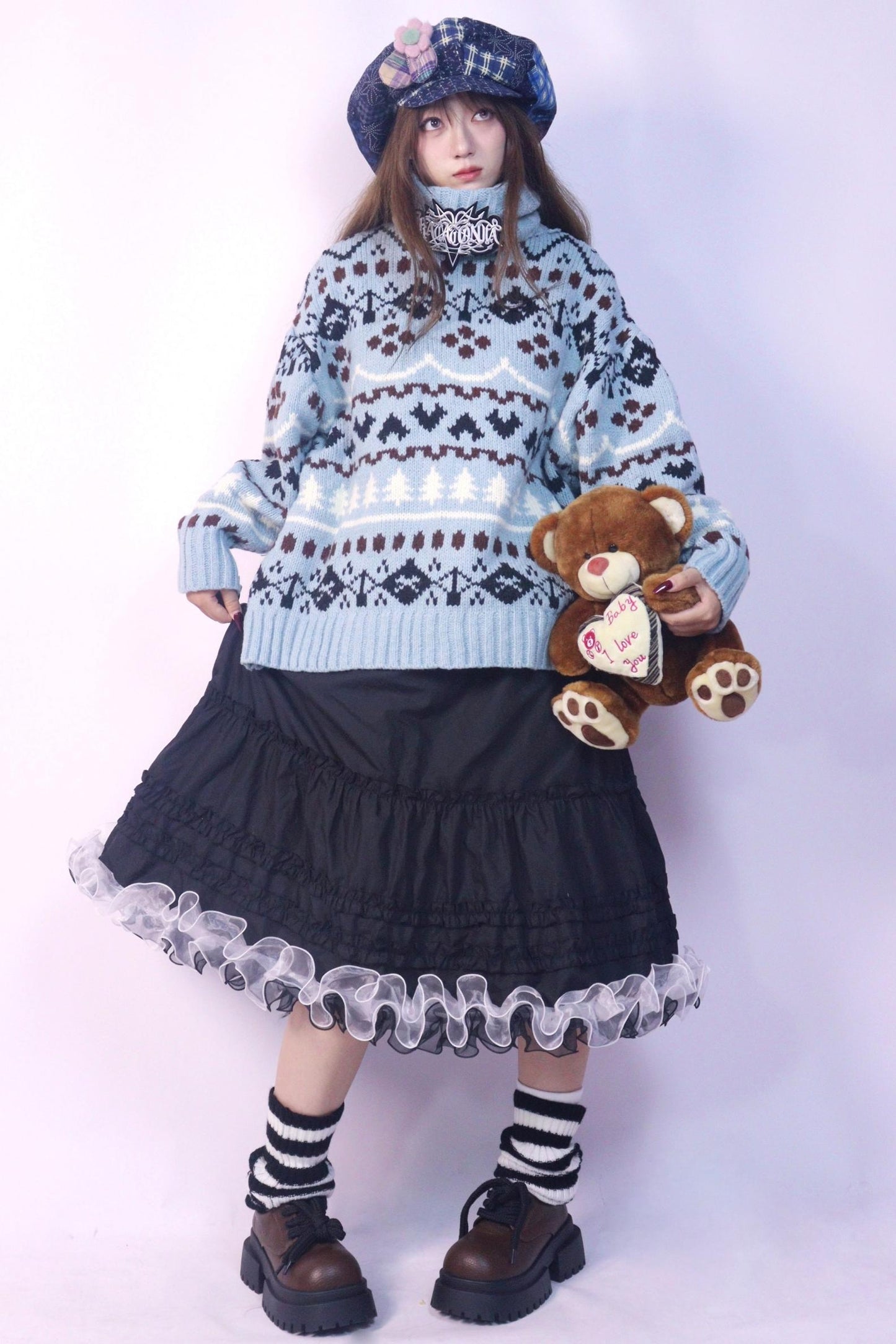 Floral Navy Patchwork Newsboy Cap