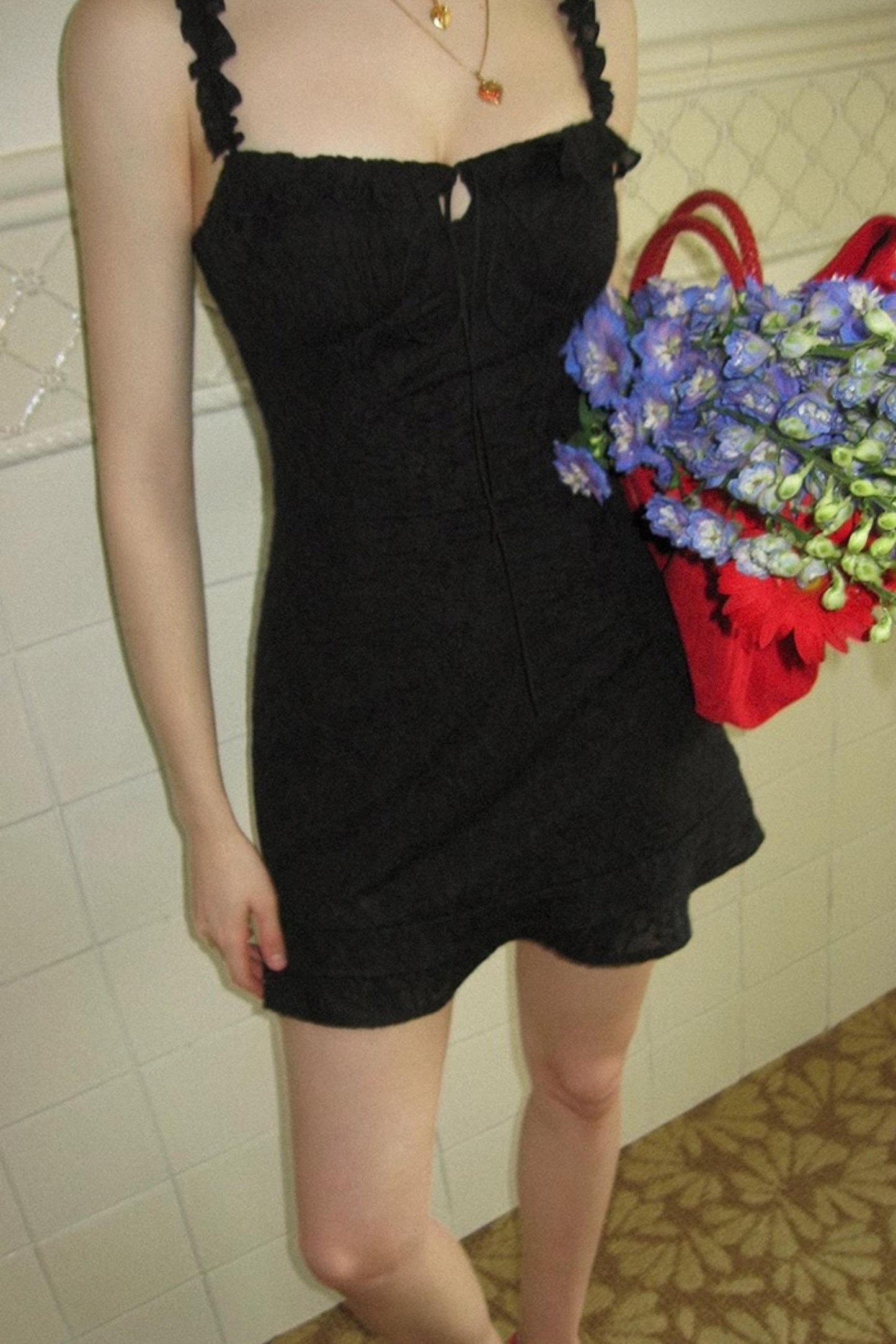 Ruffled Lace A-line Slip Dress