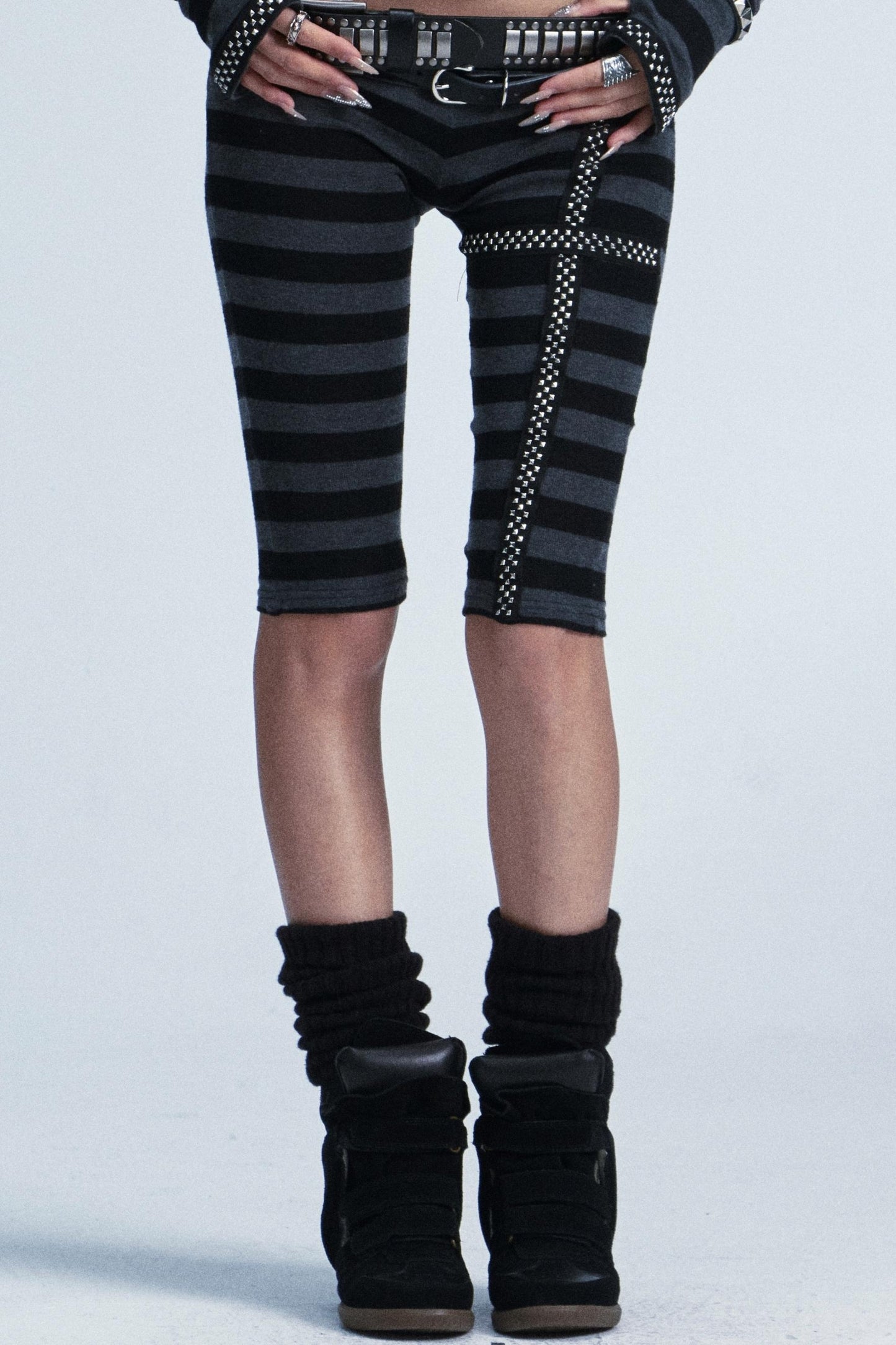 Rivet Striped Top And Shorts Set-Up