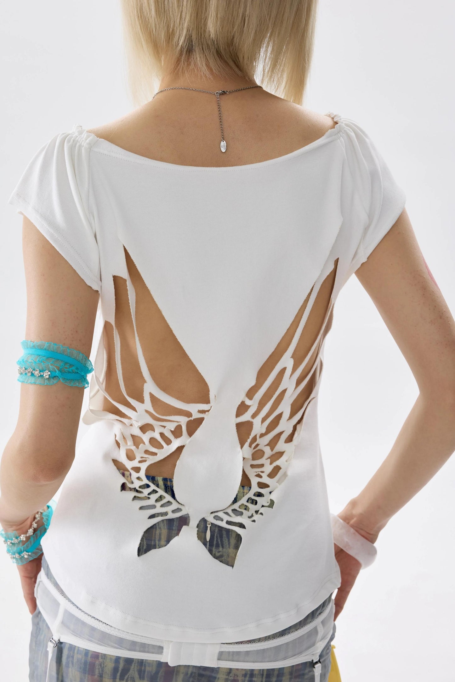 Two-Color Rhinestone Ruched Top