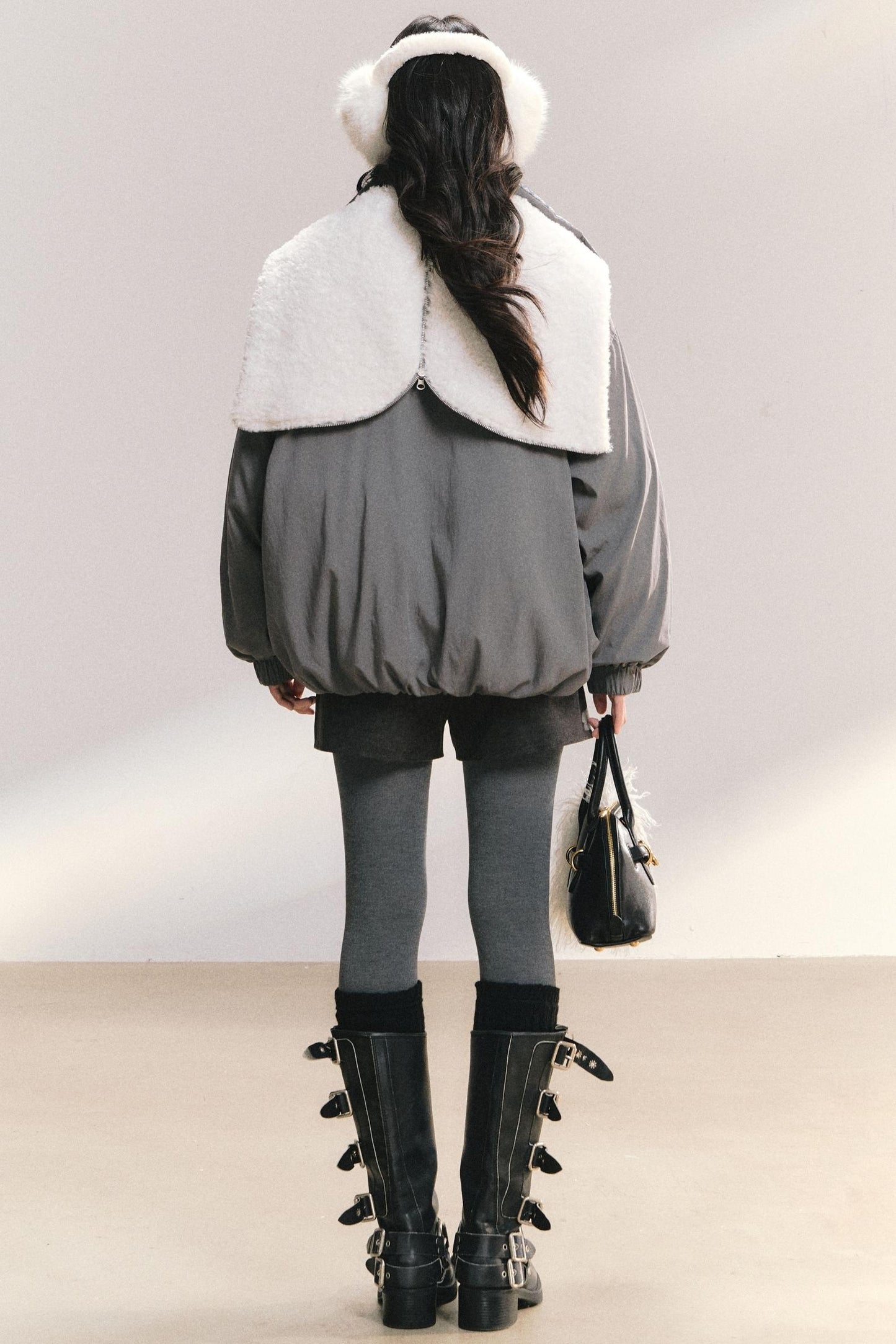 Snow Flakes Plaid Duffle Coat