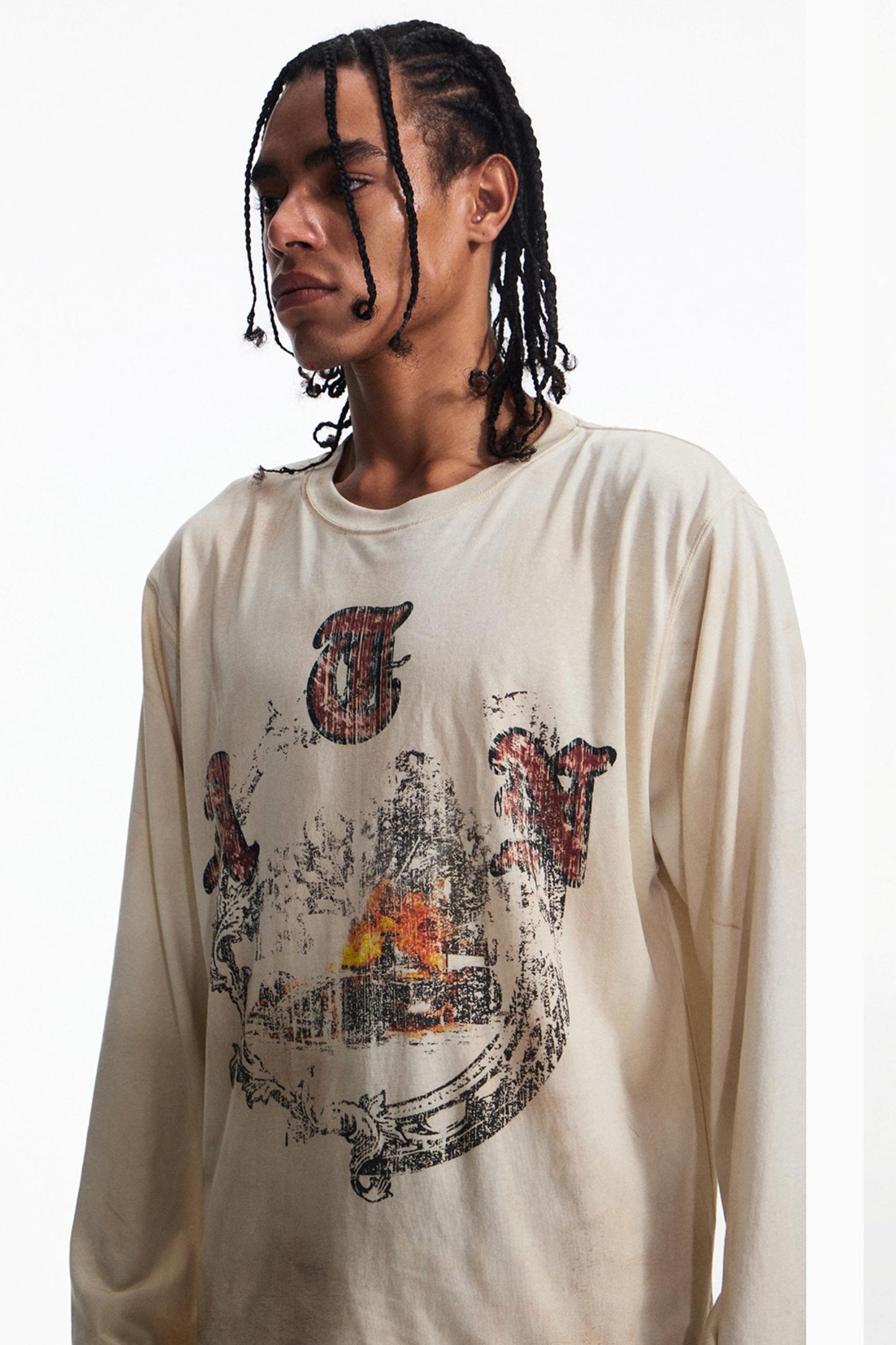 Vintage Distressed Long Sleeve T-Shirt