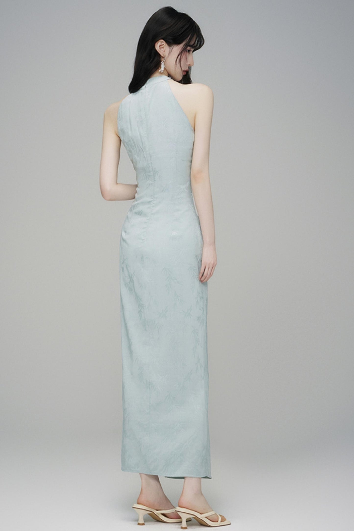 Elegant Sleeveless Jacquard Maxi Dress