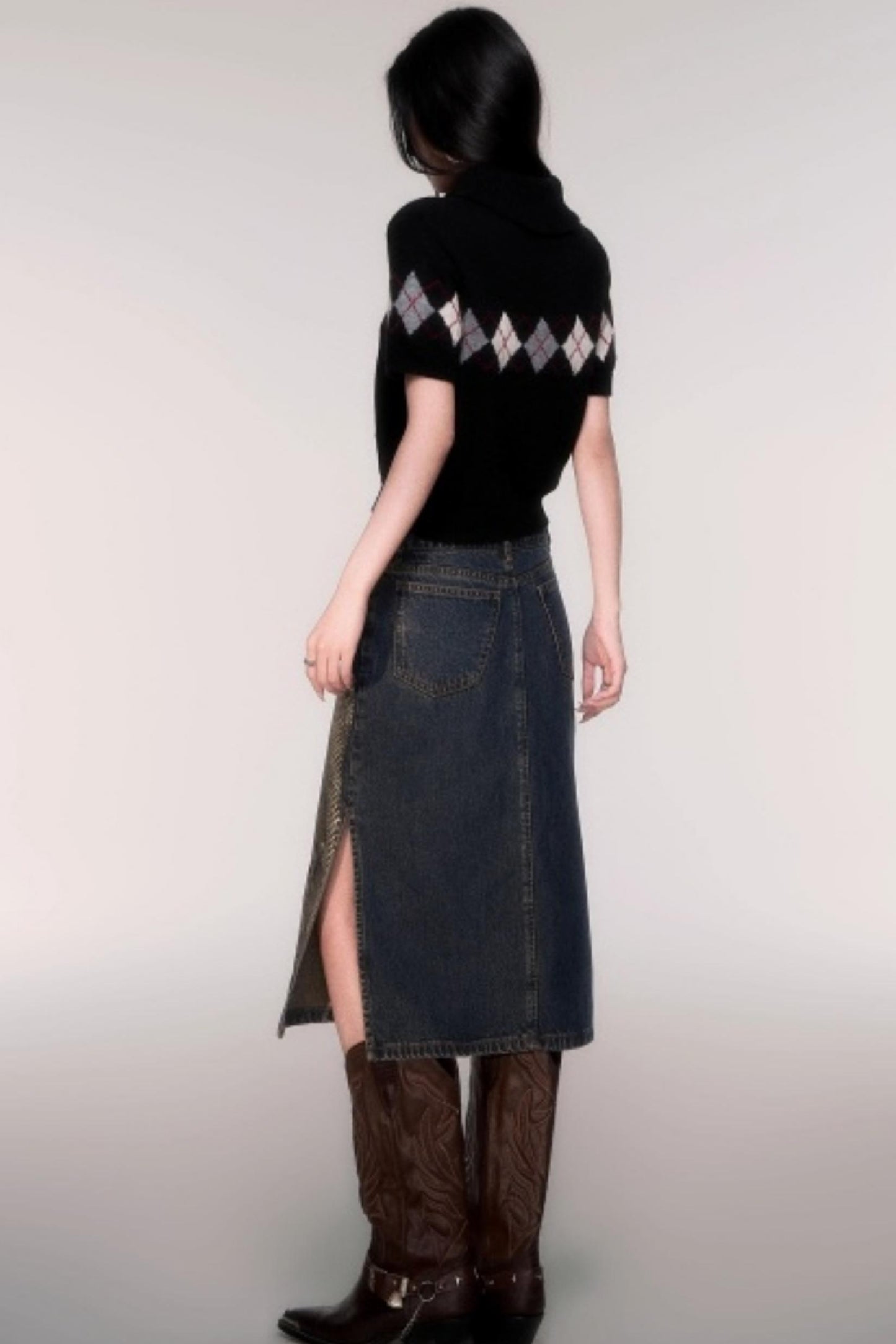 High Neck Short Sleeve Sweater