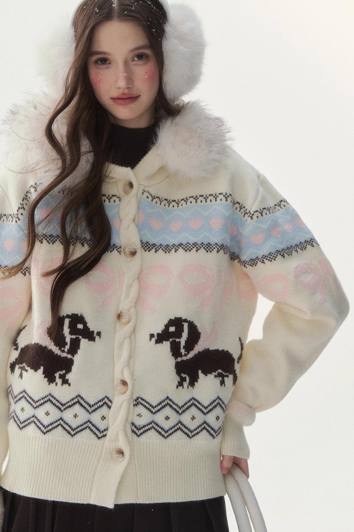 Retro Fair Isle Dachshund Sweater Jacket