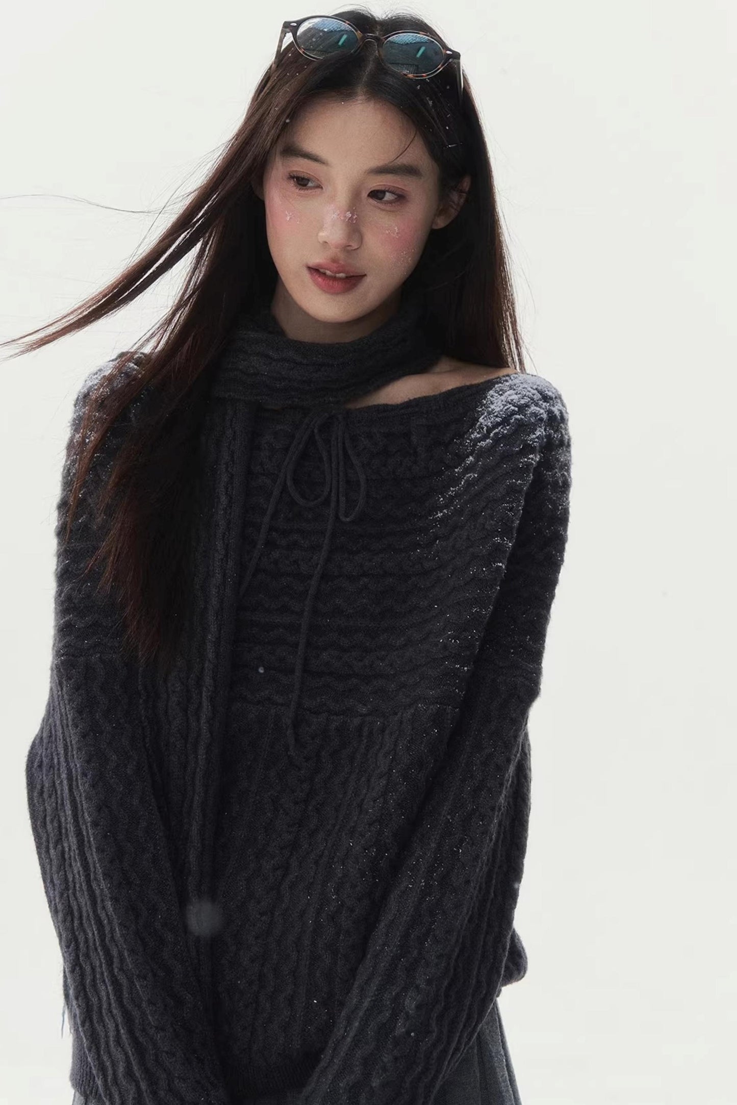 Vintage Off-Shoulder Knit Sweater