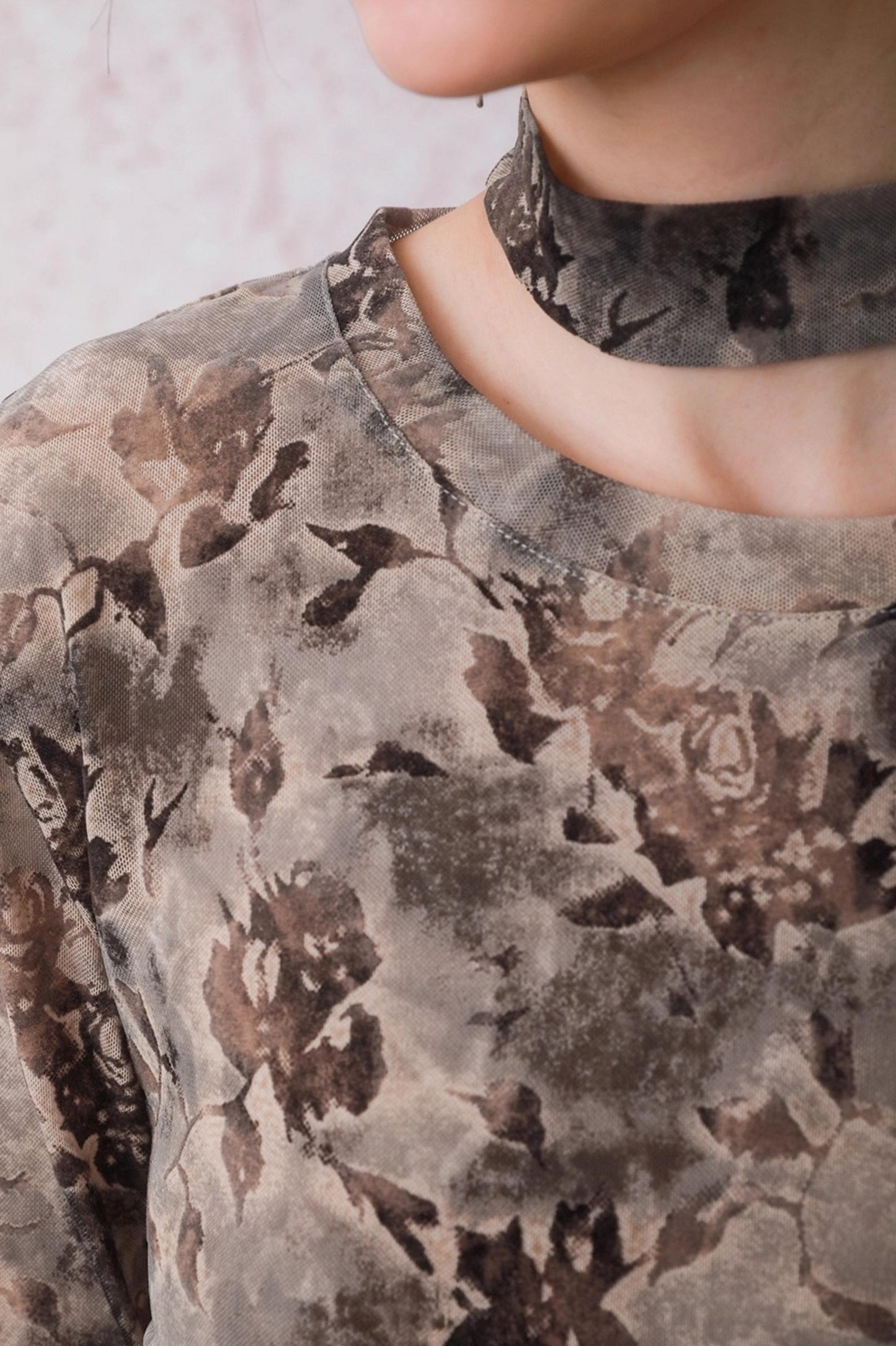 Smoke Brown Floral T-Shirt