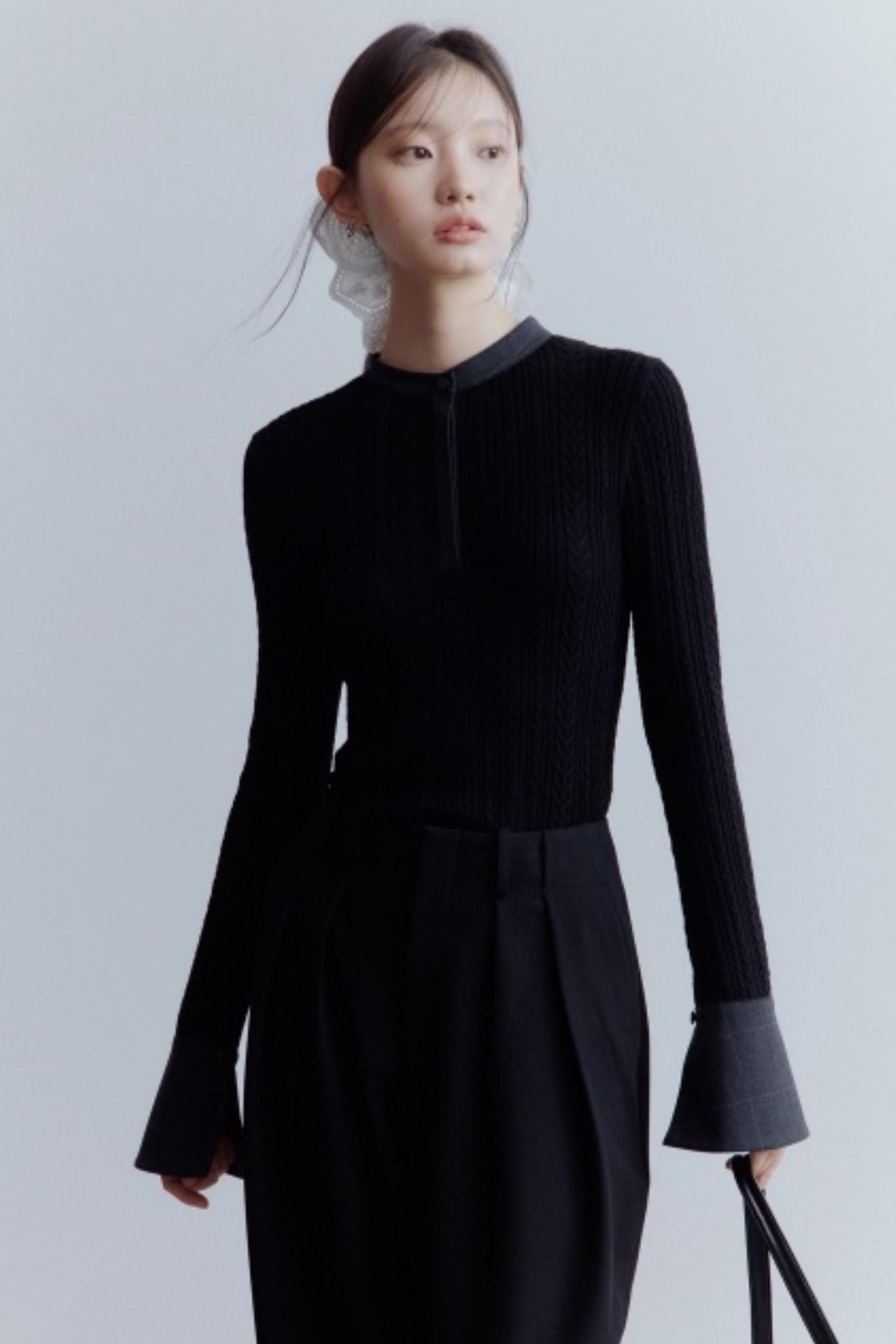 Black Cocoon Shaped Suit Pants