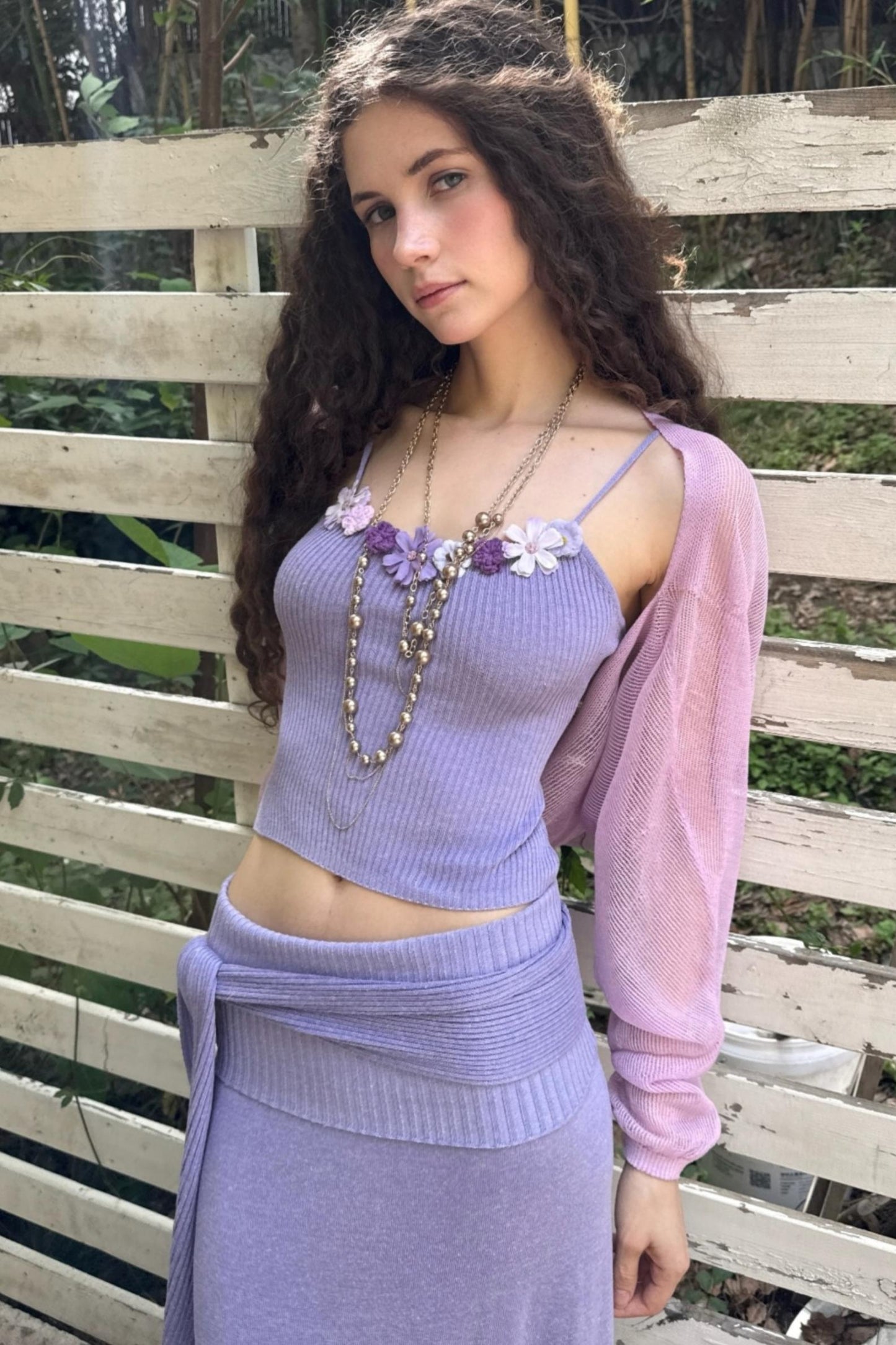 Floral Halter Skirt Cardigan Set-Up