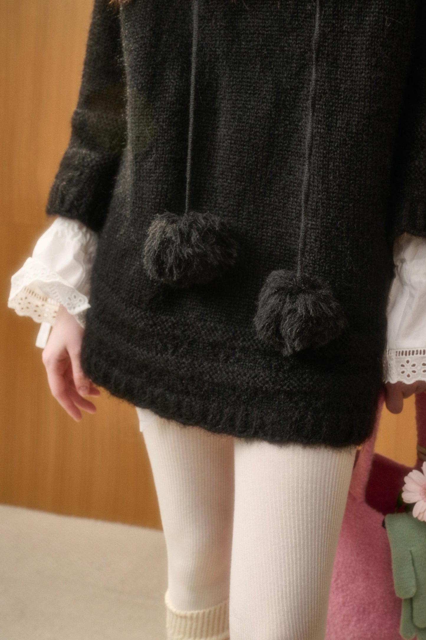 Wool Hooded Cape Heavy Top