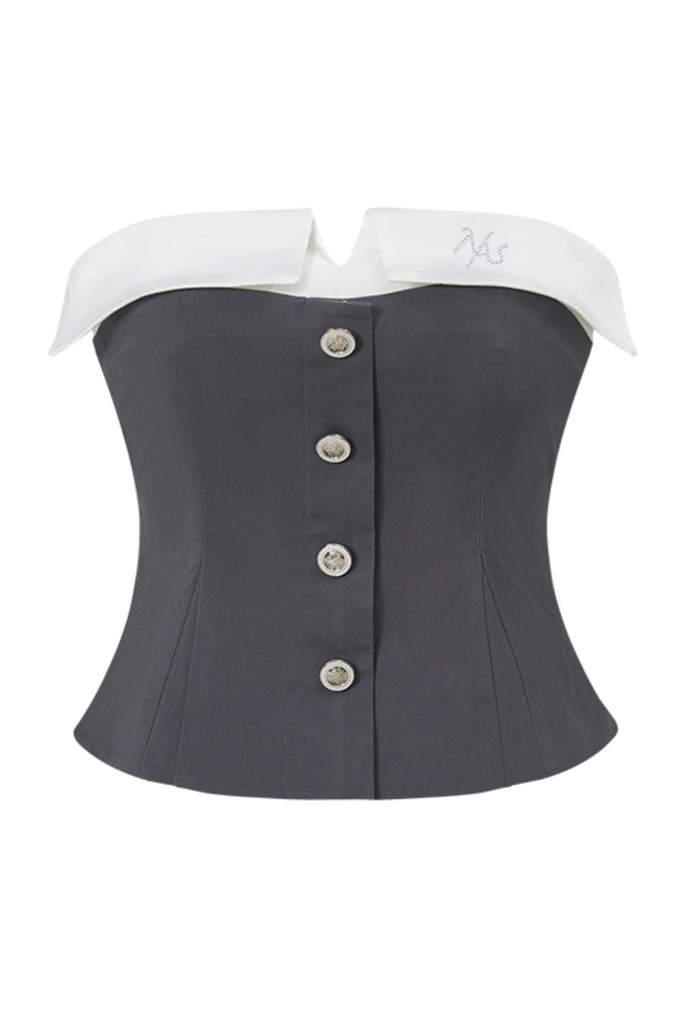 Color-Block Fishtail Bustier Top