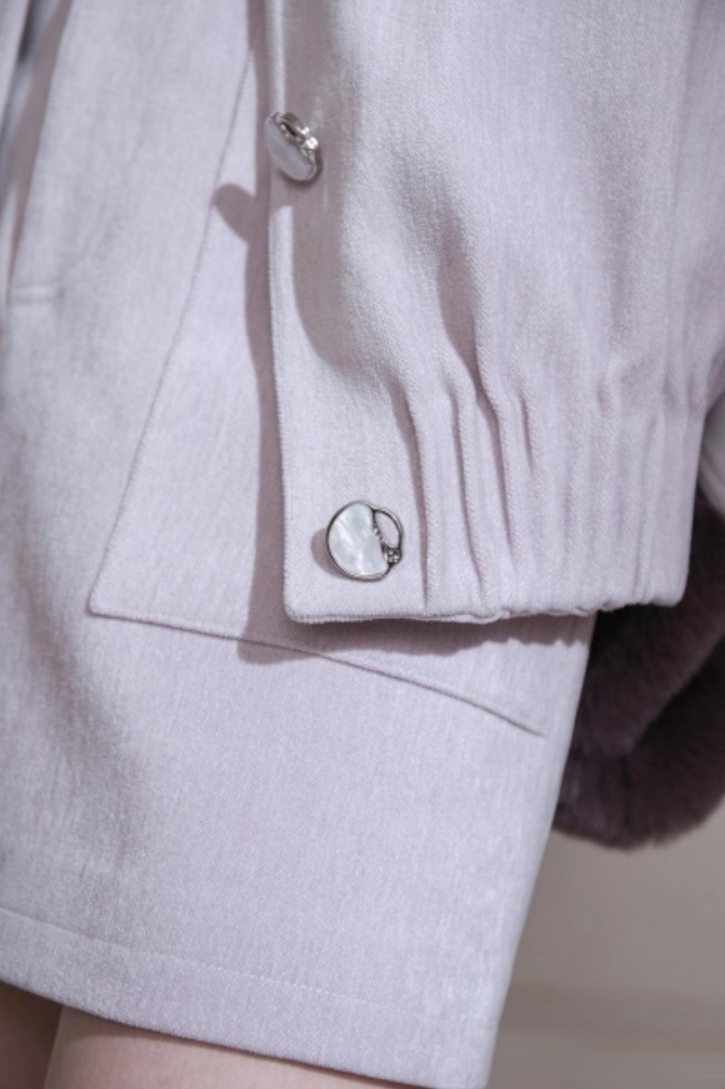 Velvet Purple Stand-Up Collar Jacket Set-Up