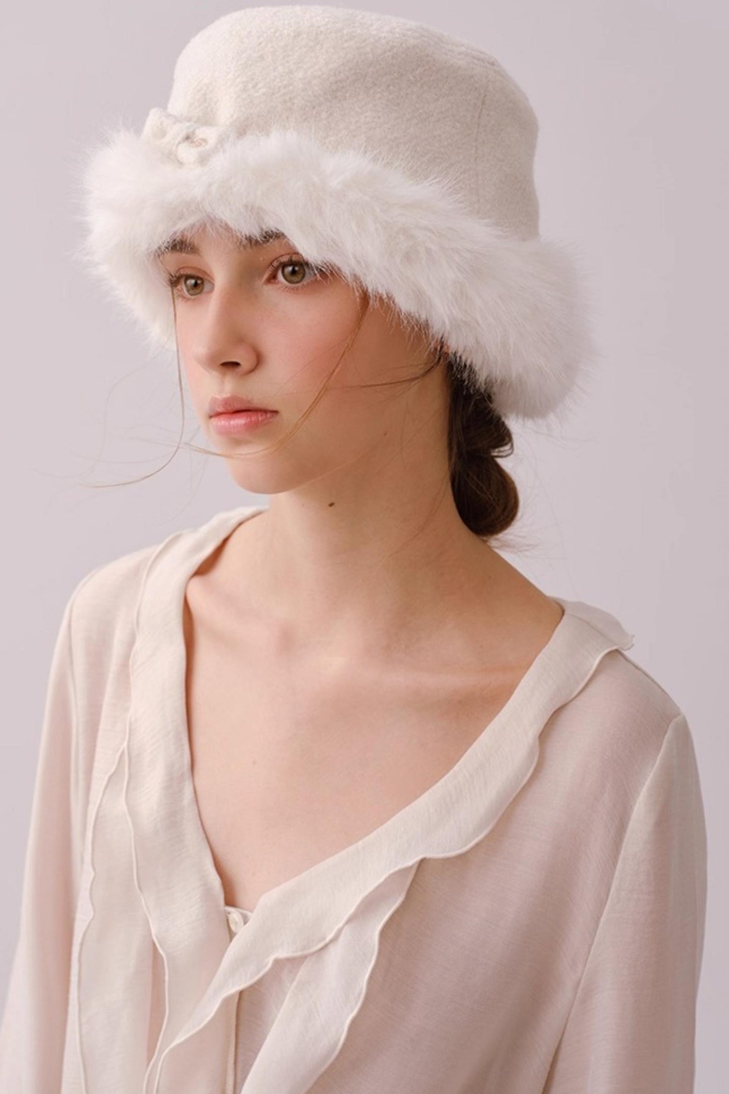 Lyocell Ruffled V-Neck Shirt